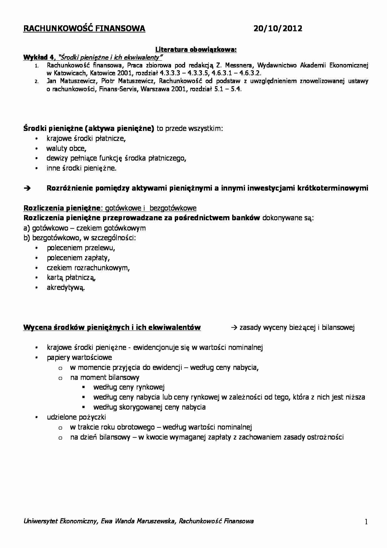 Rachunkowość finansowa- wykład 4 - strona 1