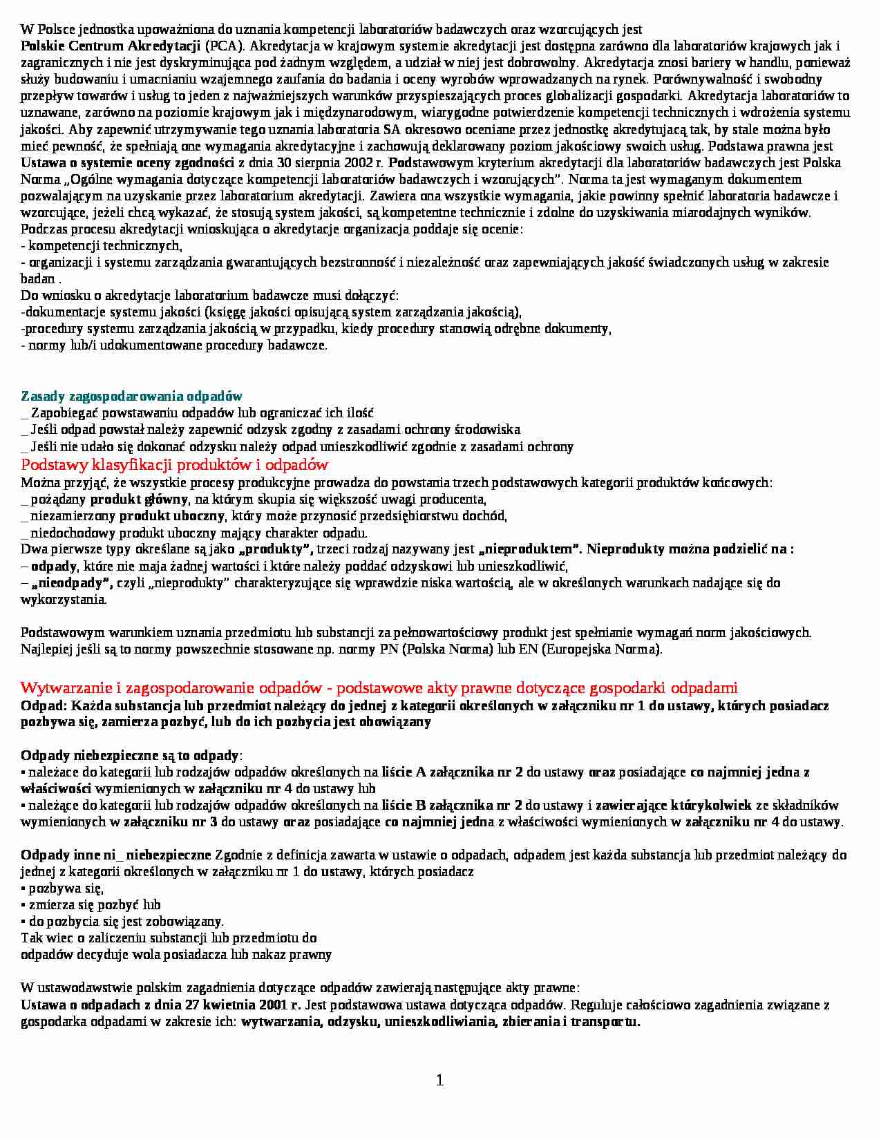 Zarządzanie jakościąi produktami chemicznymi (wykłady) - strona 1