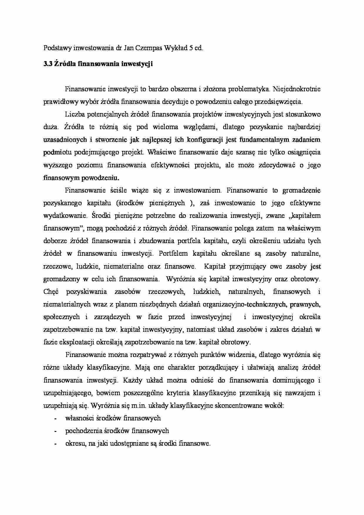 Podstawy inwestowania- wykład 5 - strona 1