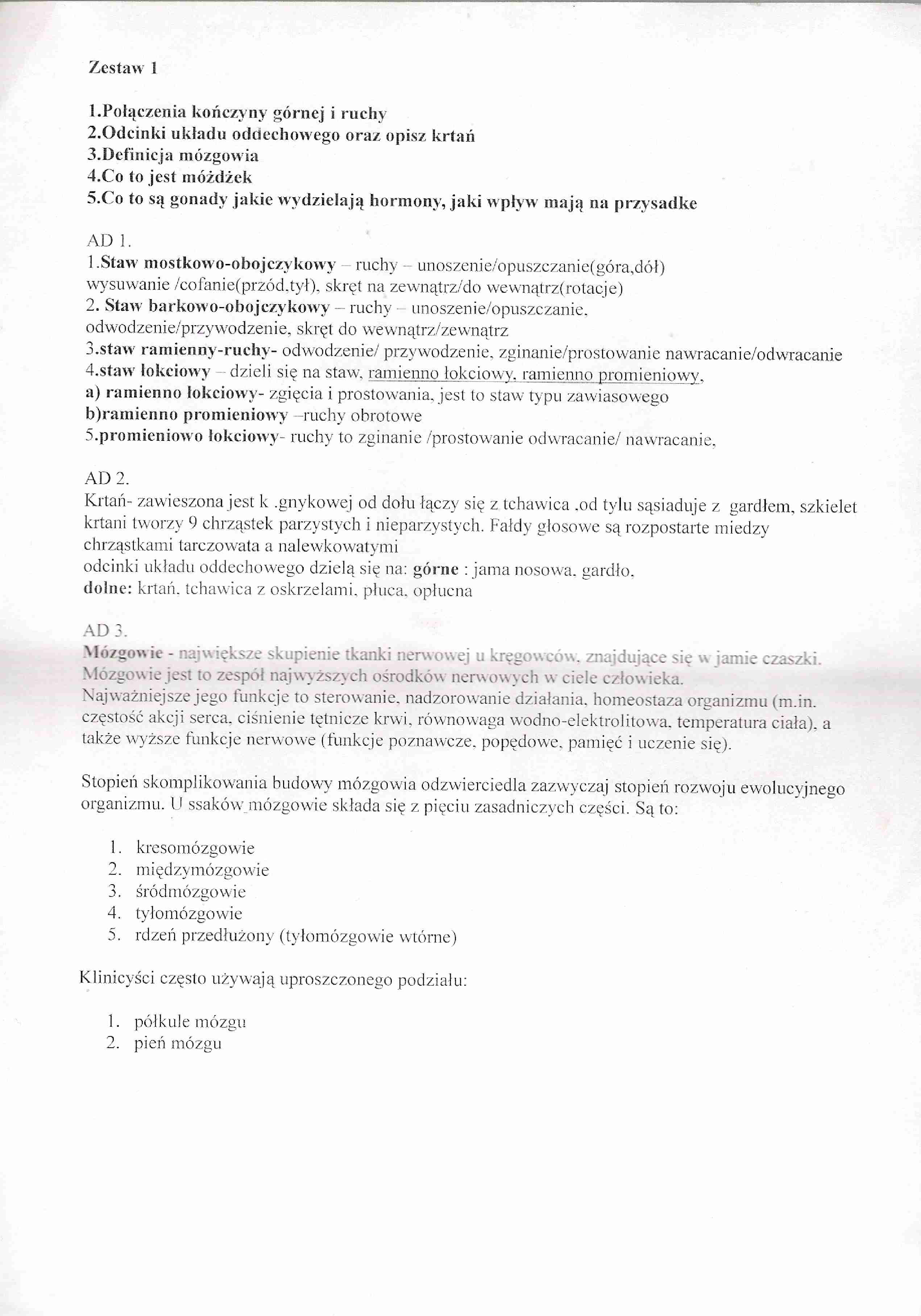 Anatomia - zestaw do egzaminu 3 - strona 1