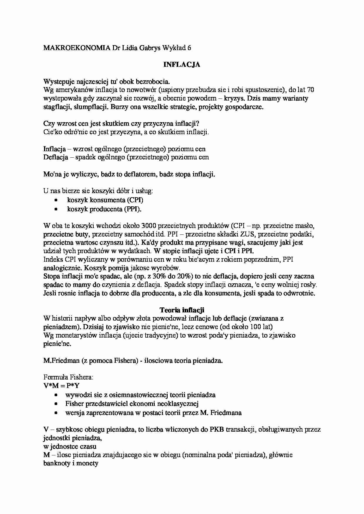 Inflacja- wykład 6 - strona 1