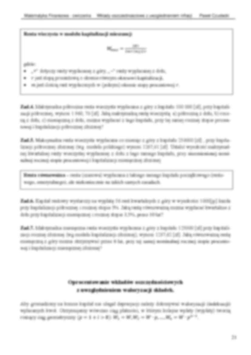 Matematyka finansowa - wkłady oszczędnościowe z uwzględnieniem inflacji ĆWICZENIA - strona 3