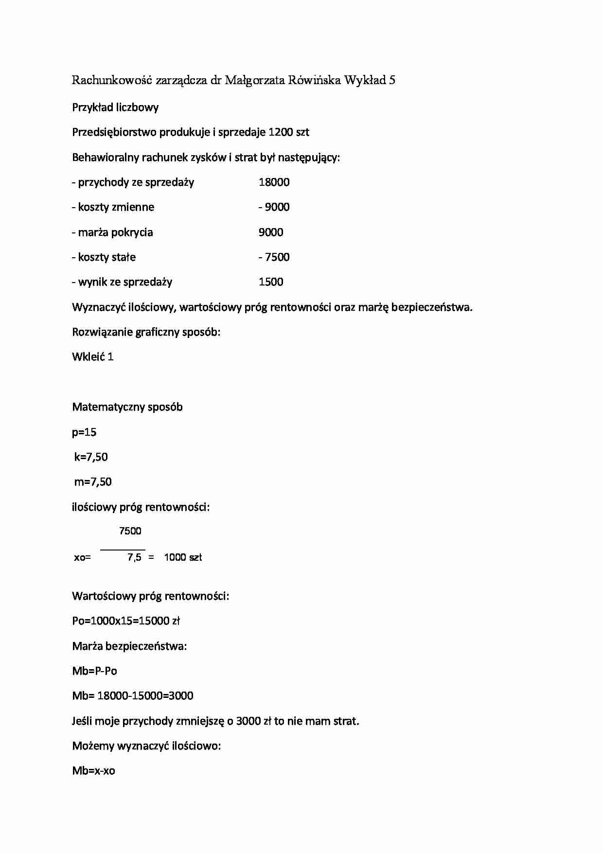 Rachunkowość zarządcza- wykład 5 - strona 1