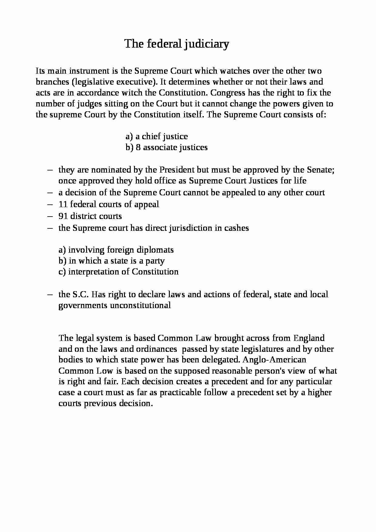 USA - Sądownictwo federalne - wykłady (ang.) - strona 1