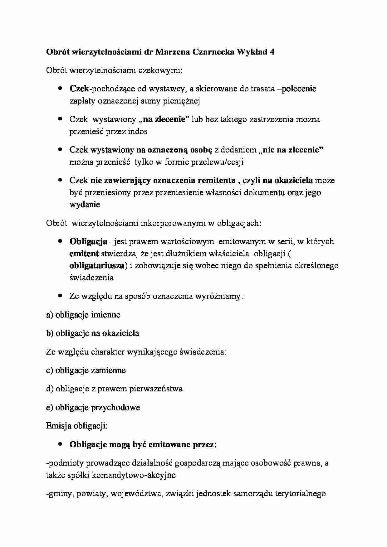 Obrót wierzytelnościami- wykład 4 - strona 1