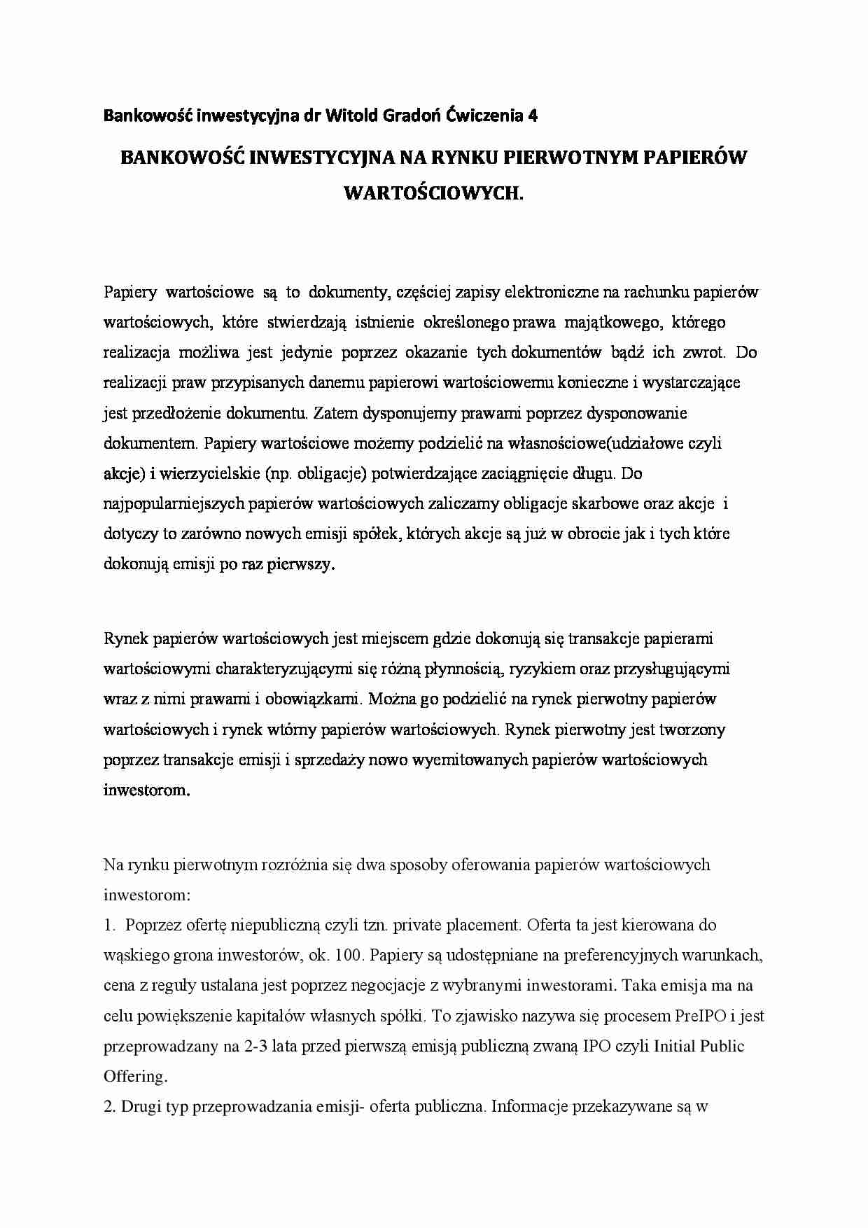 Finanse i bankowość- ćwiczenia 4 - strona 1