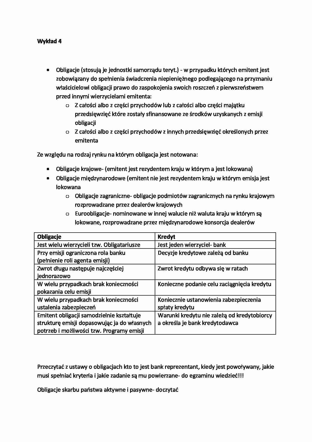 Rynek instrumentów finansowych- wykład 4 - strona 1