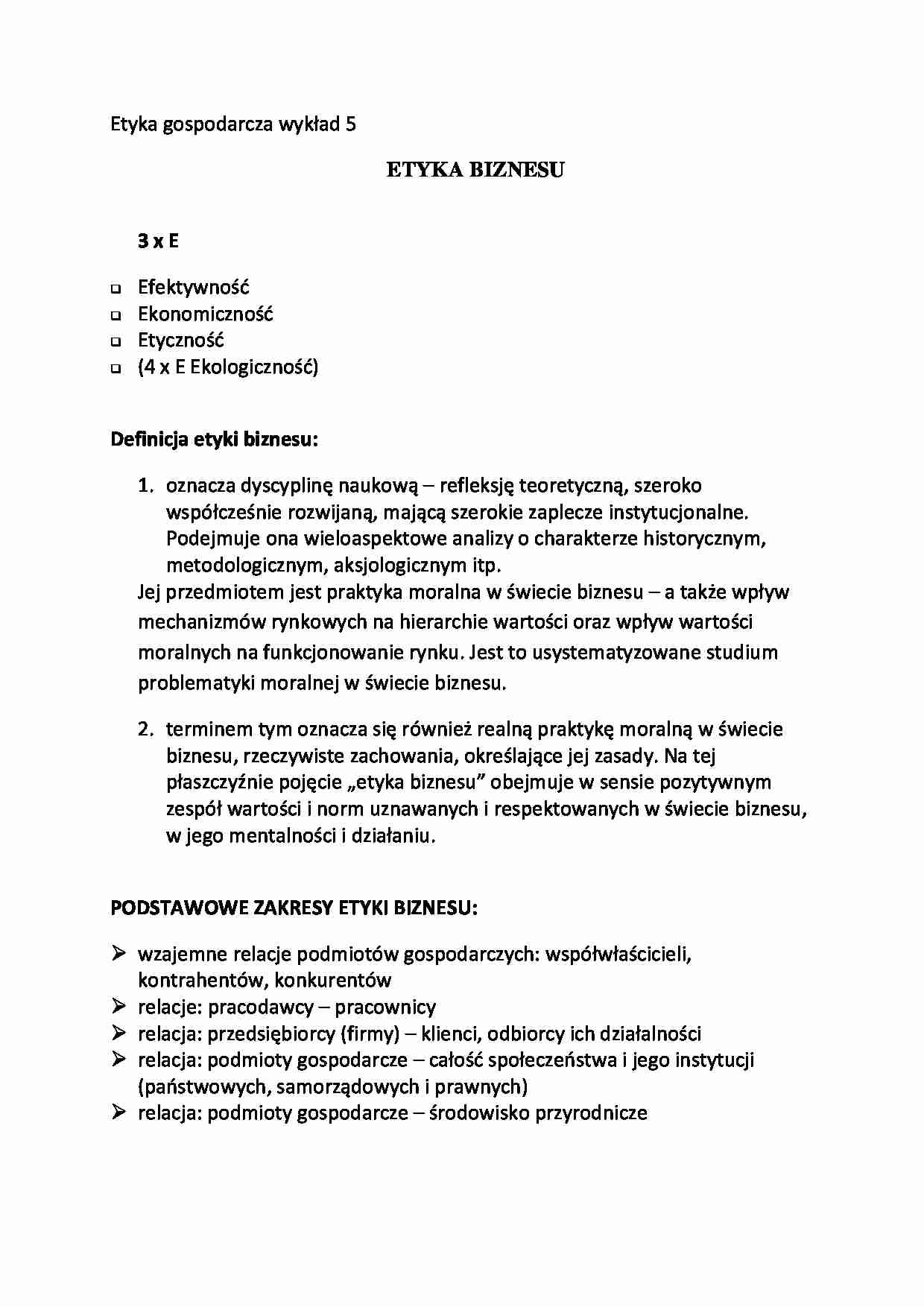 Etyka gospodarcza- wykład 5 - strona 1