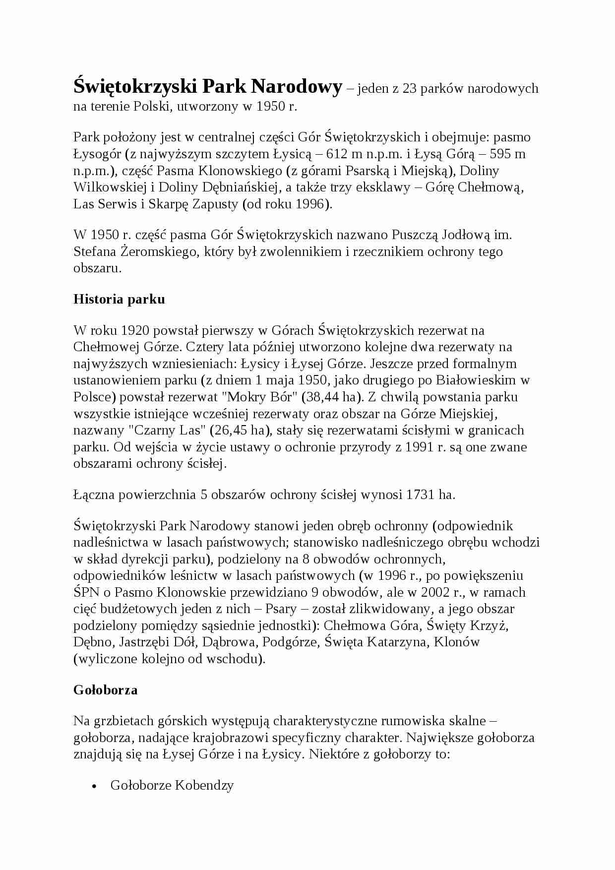 świętokrzyski pn referat ćwiczenia - strona 1