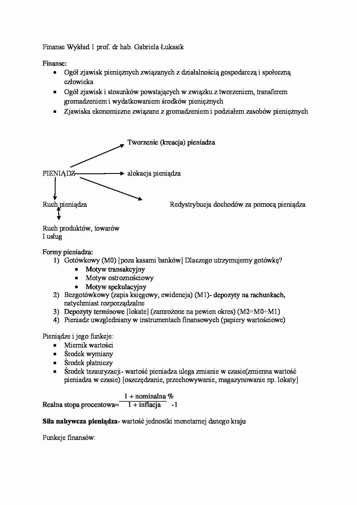 Finanse- wykład 1 - strona 1