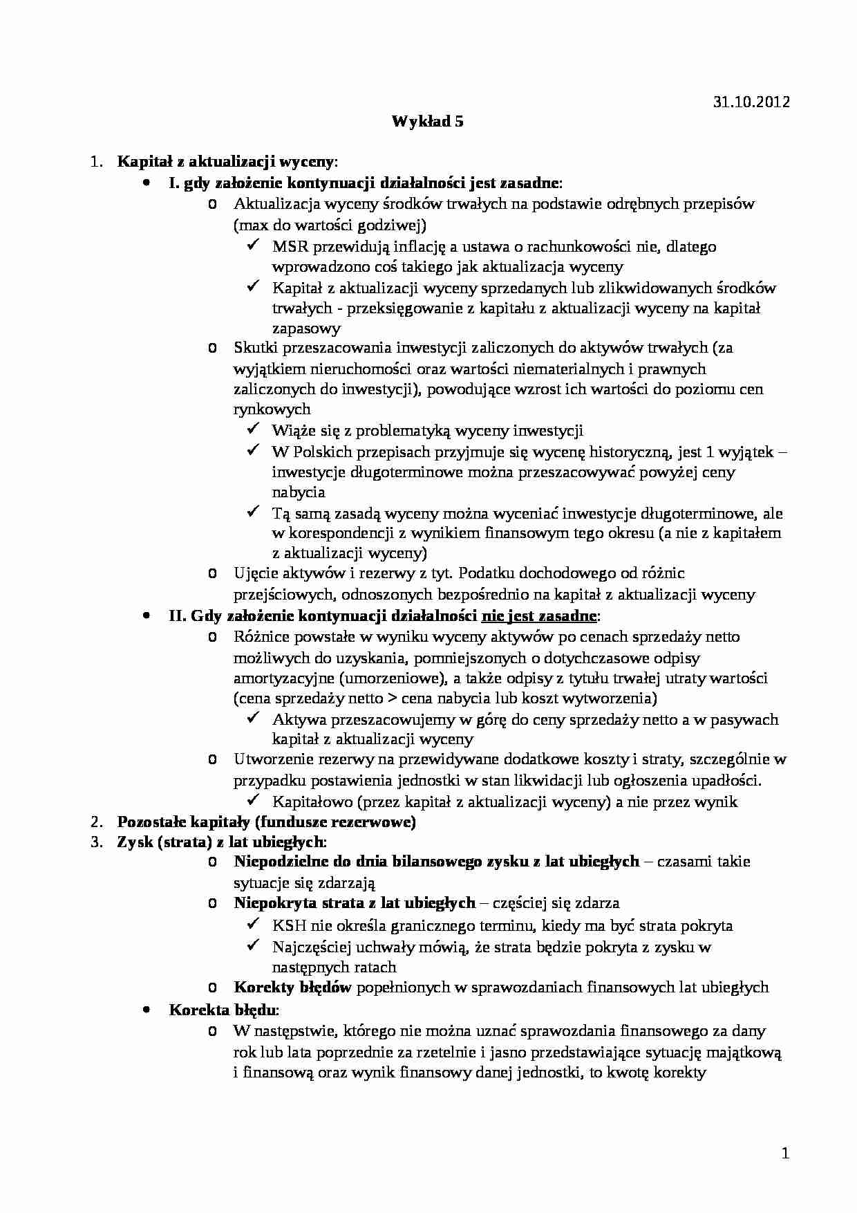 Standardy sprawozdawczości finansowej- wykład 5 - strona 1