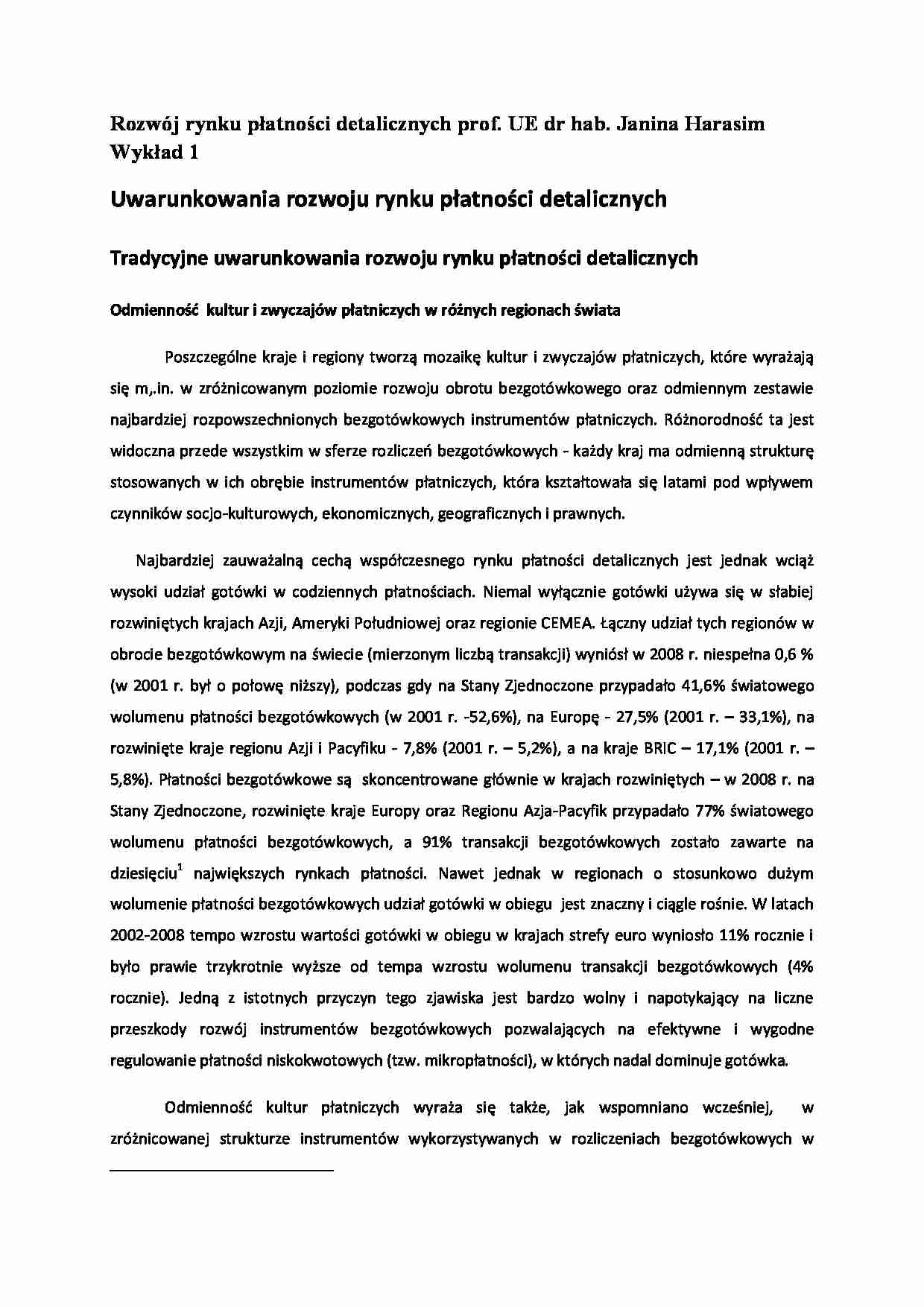 Rozwój rynku płatności detalicznych- wykład 1 - strona 1