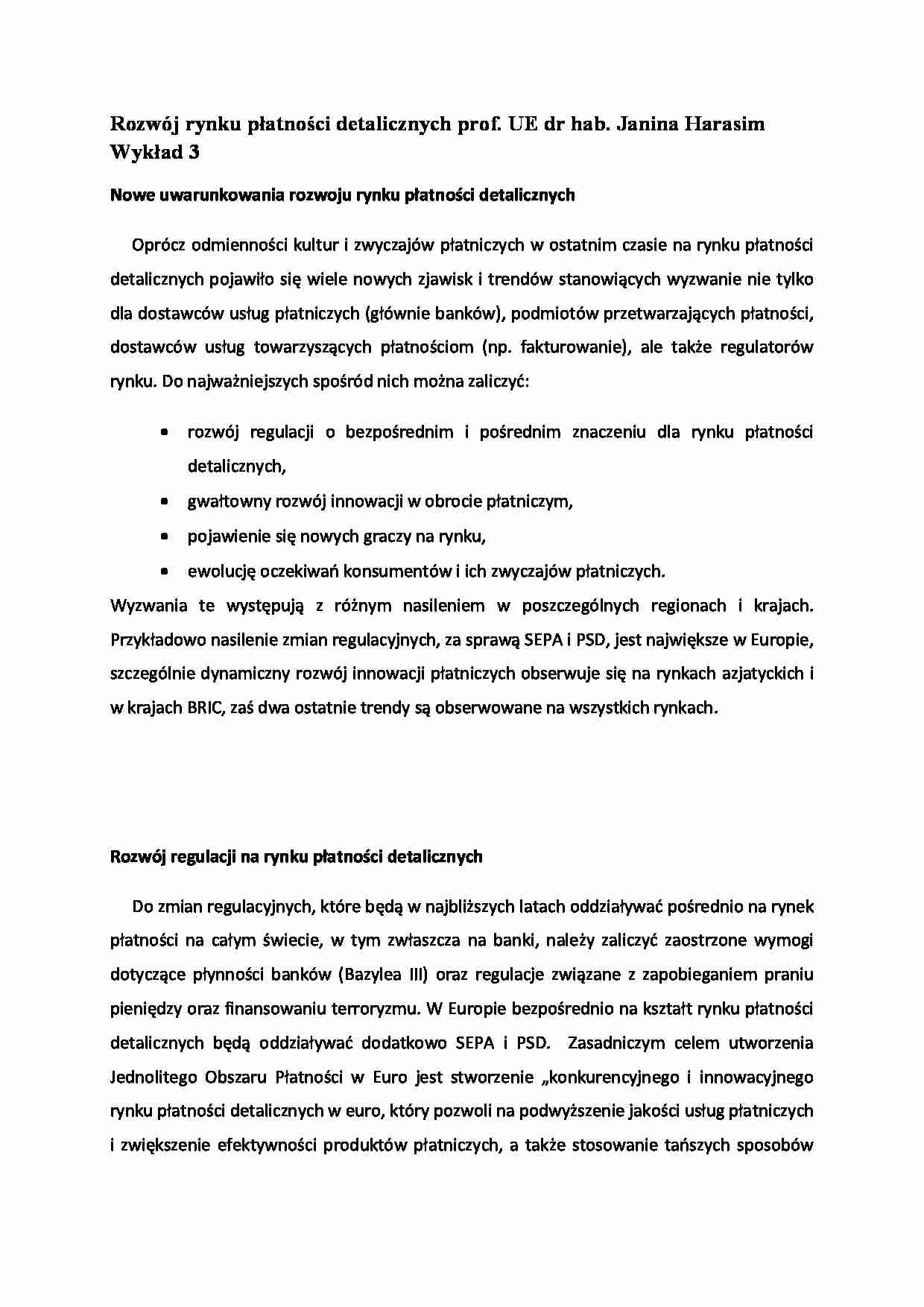 Rozwój rynku płatności detalicznych- wykład 3 - strona 1