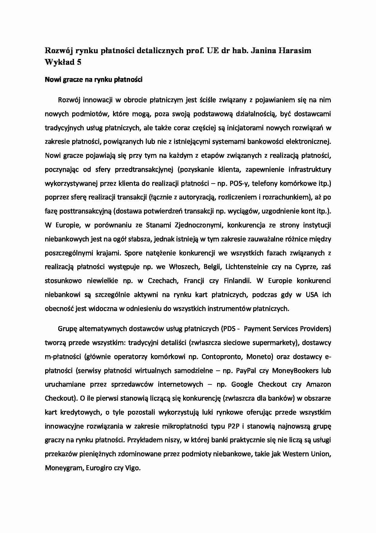 Rozwój rynku płatności detalicznych- wykład 5 - strona 1