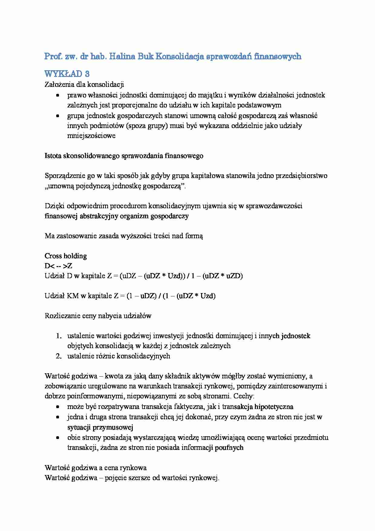Konsolidacja sprawozdań finansowych- wykład 3 - strona 1