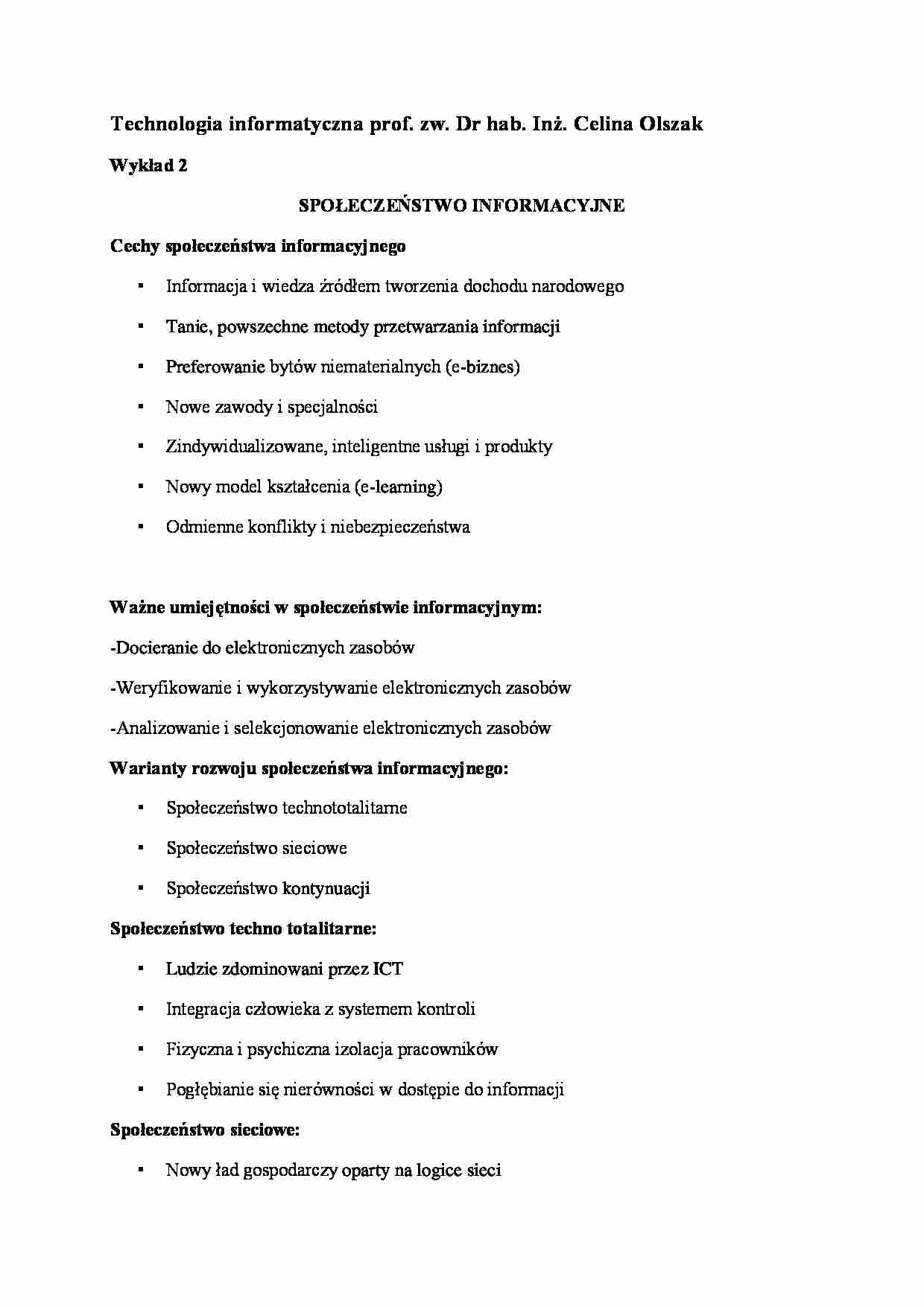 Społeczeństwo informacyjne- wykład 2 - strona 1