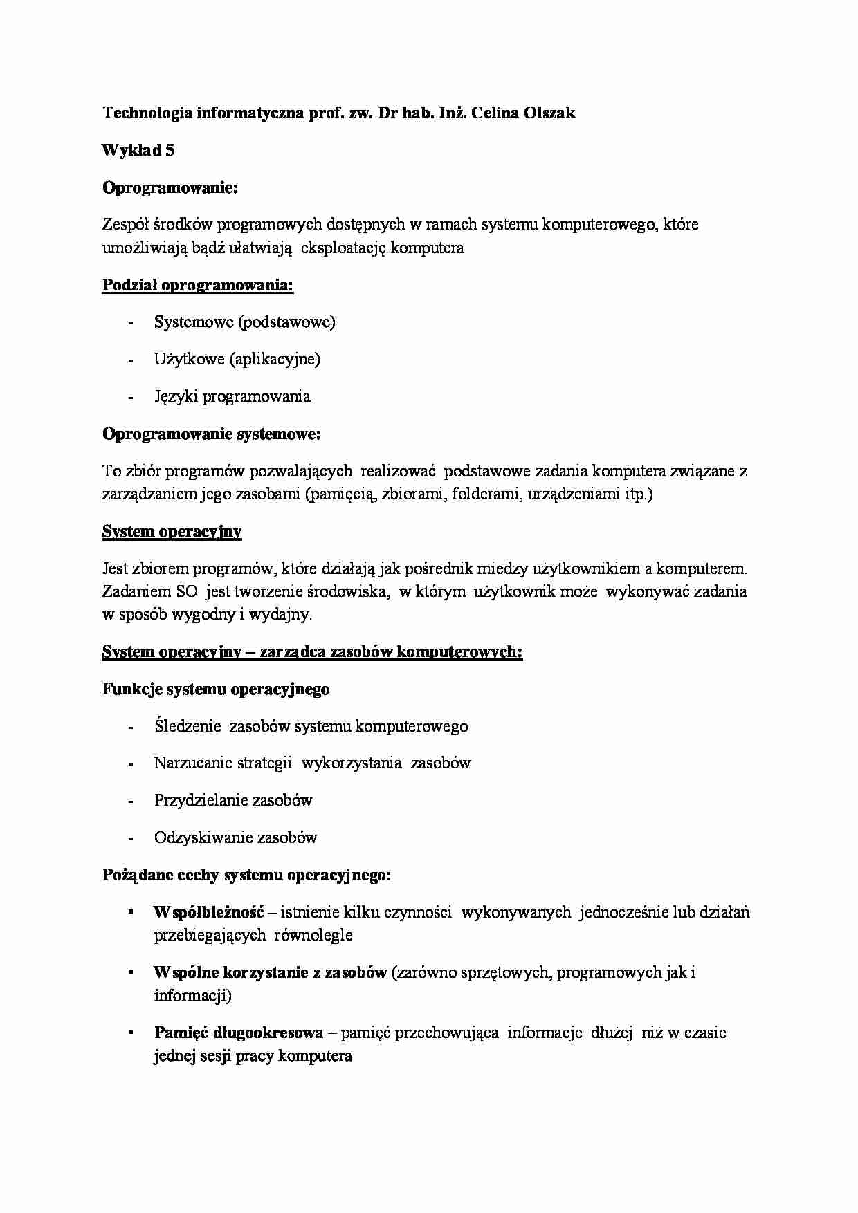 Technologia informatyczna- wykład 5 - strona 1