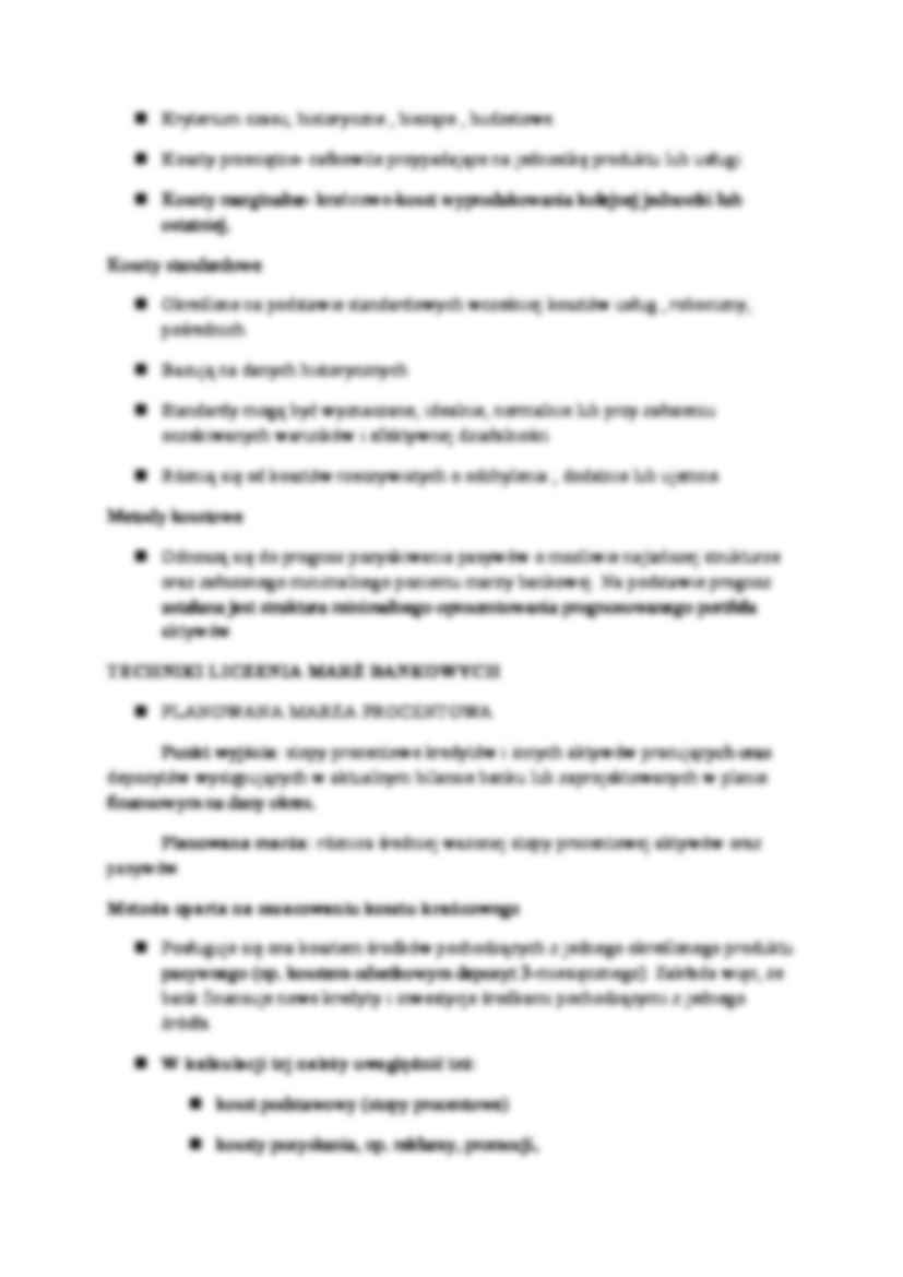 Metody kosztowe w kształtowaniu cen usług bankowych- wykład 8 - strona 3