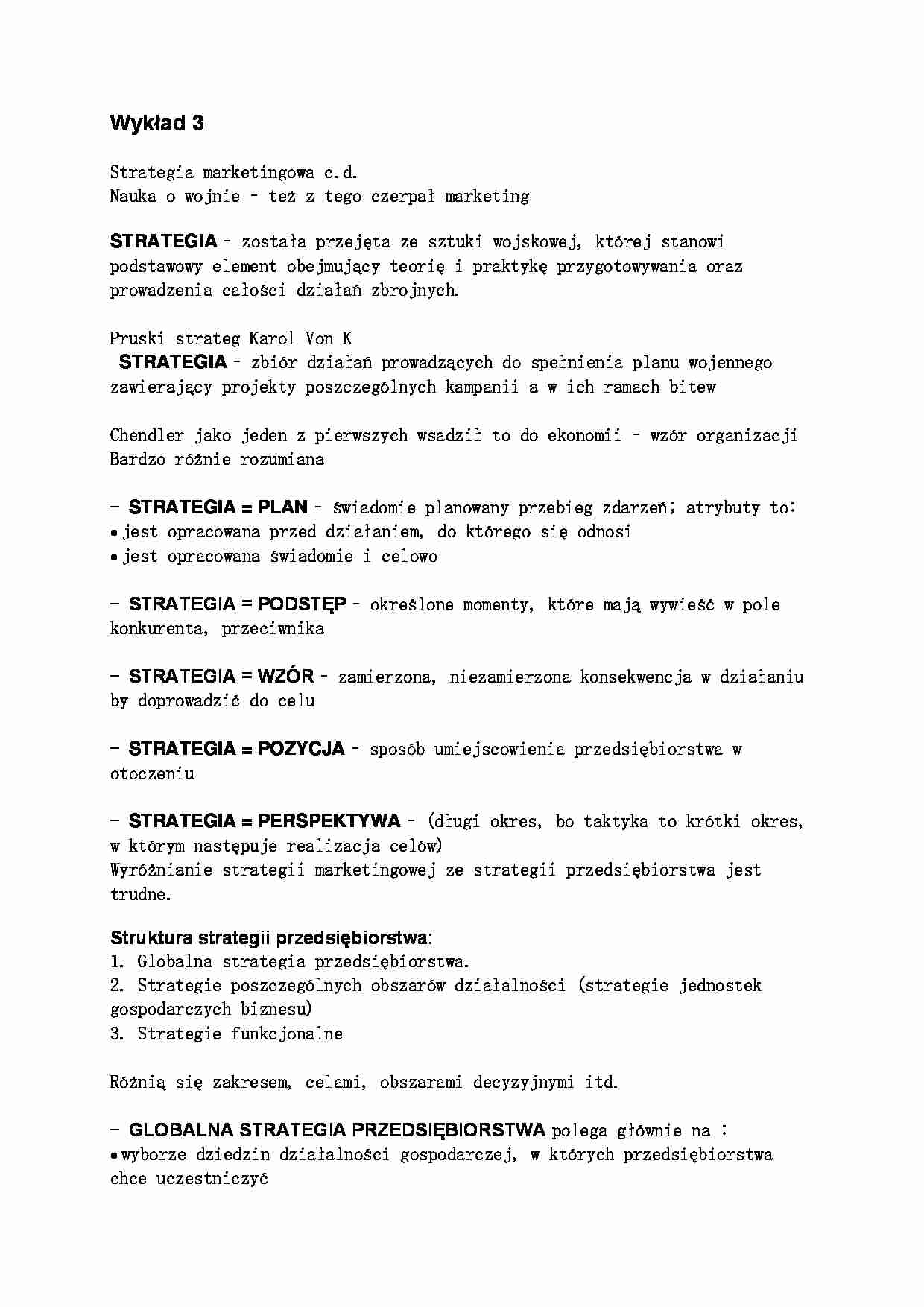 Strategia marketingowa c.d.- wykład 3 - strona 1