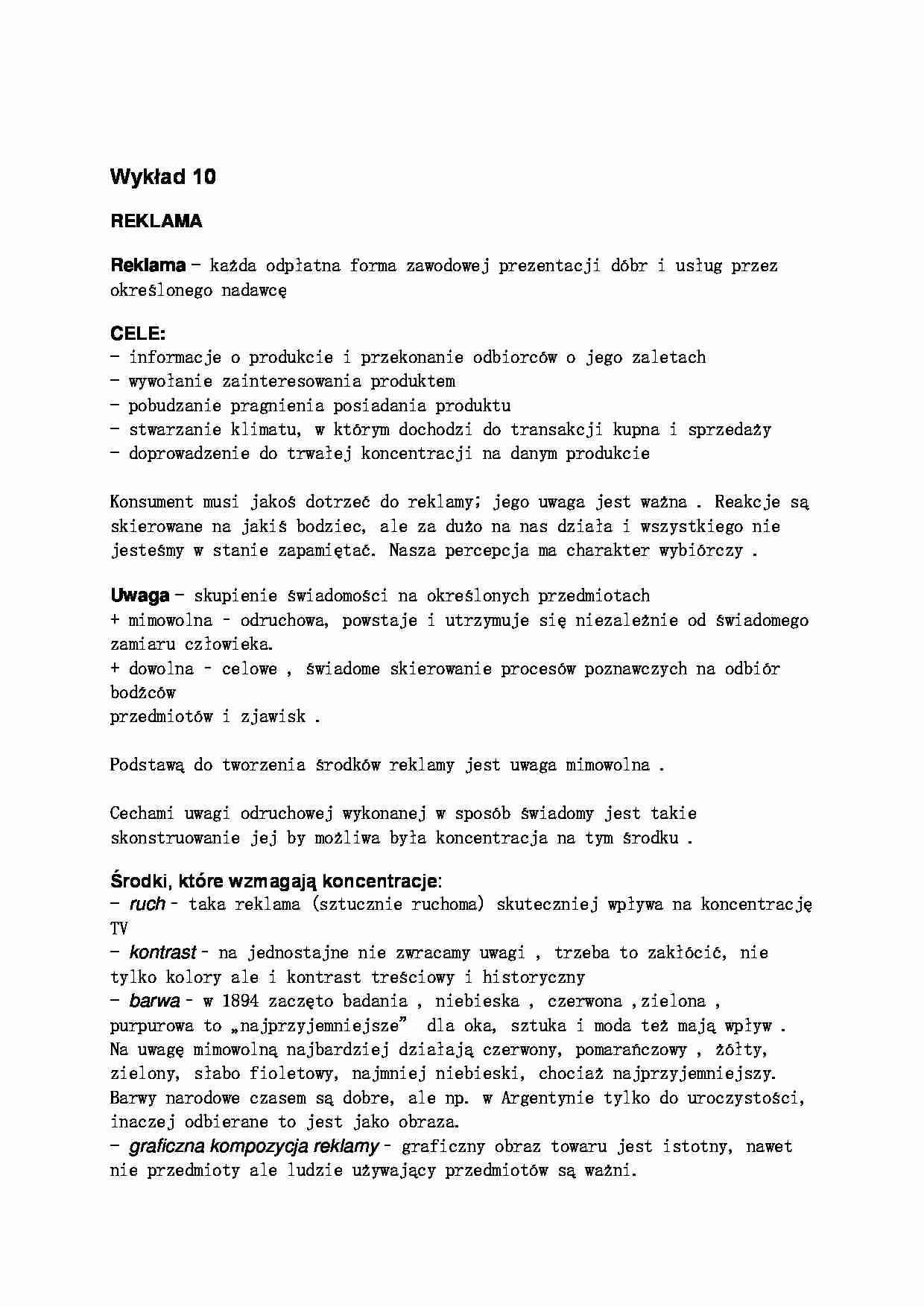 Reklama- wykład 10 - strona 1