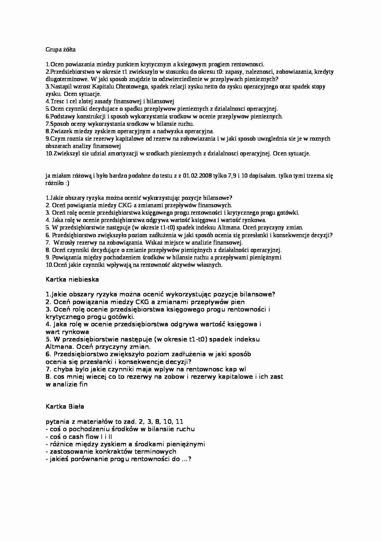 Egzamin 2009 - Wartość księgowa - strona 1
