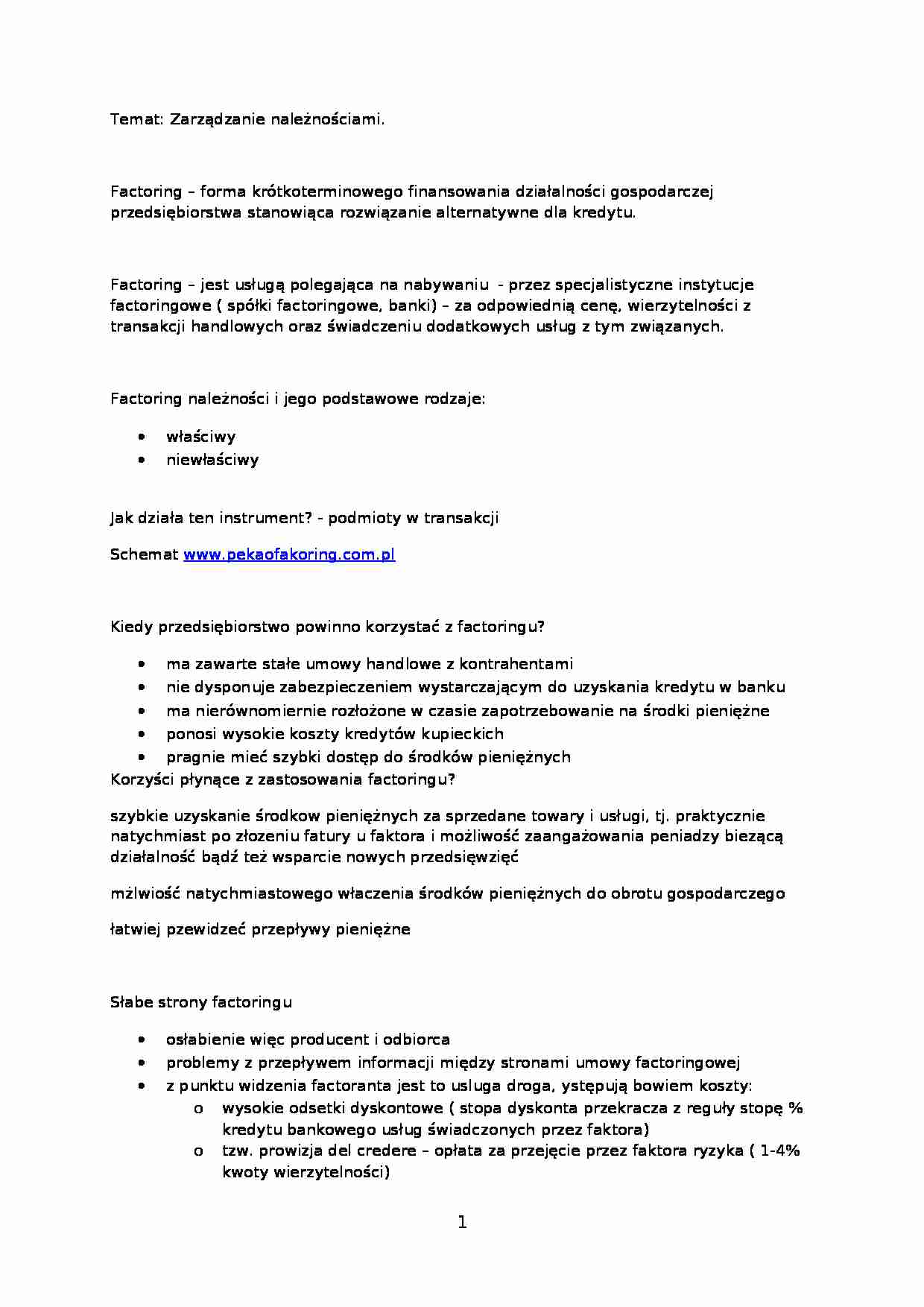 Zarządzanie należnościami- opracowanie - strona 1