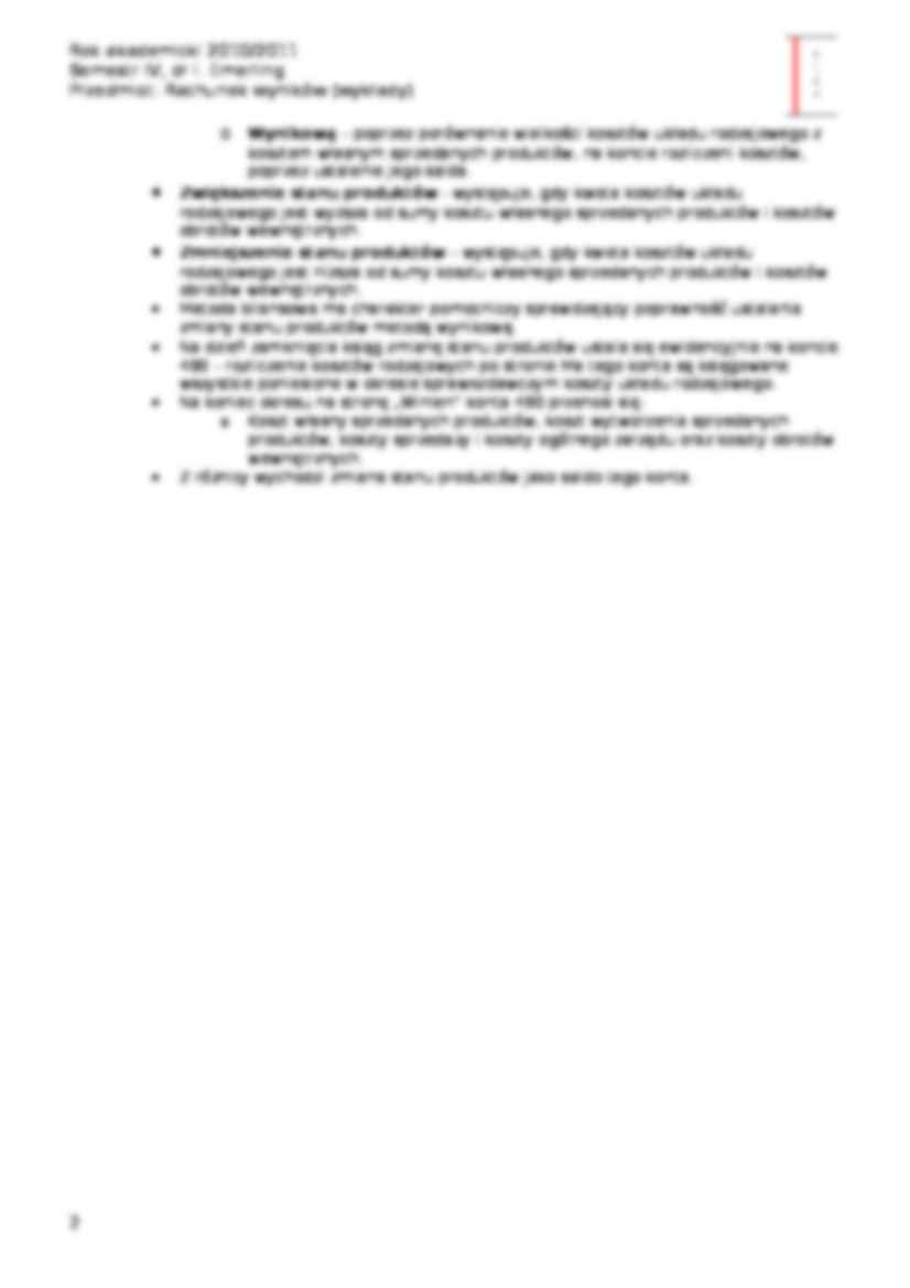 Metody ustalania wyniku finansowego- wykład 5 - strona 2