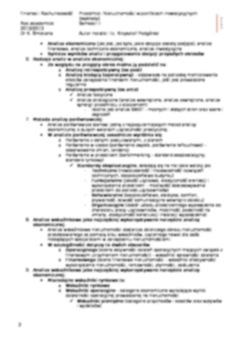 Analiza ekonomiczno-finansowa nieruchomości inwestycyjnych- wykład 5 - strona 2