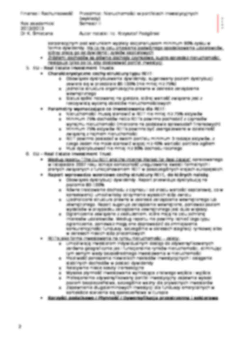 REIT na Europejskim rynku nieruchomości- wykład 10 - strona 2