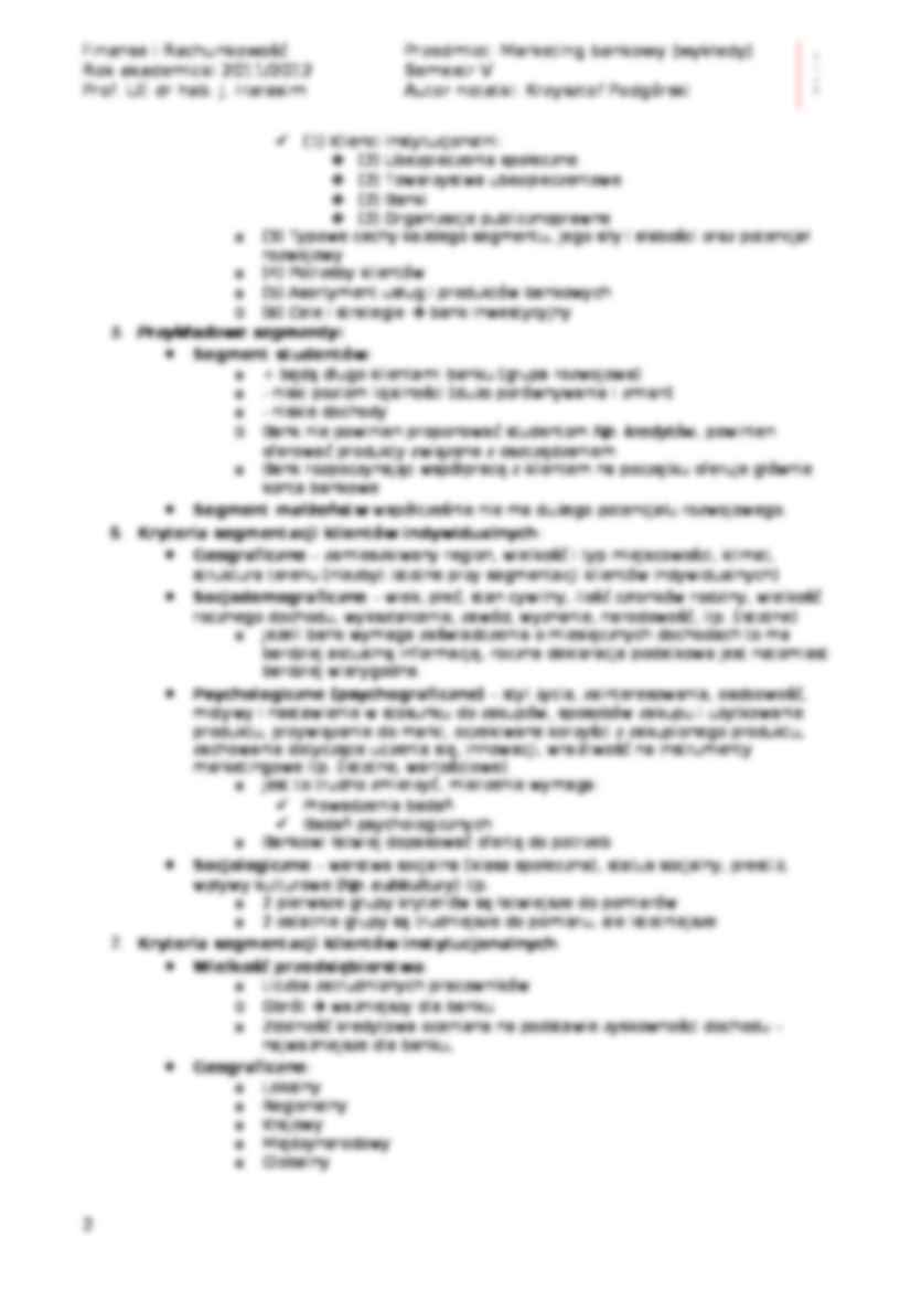 Segmentacja rynku usług bankowych- wykład 3 - strona 2