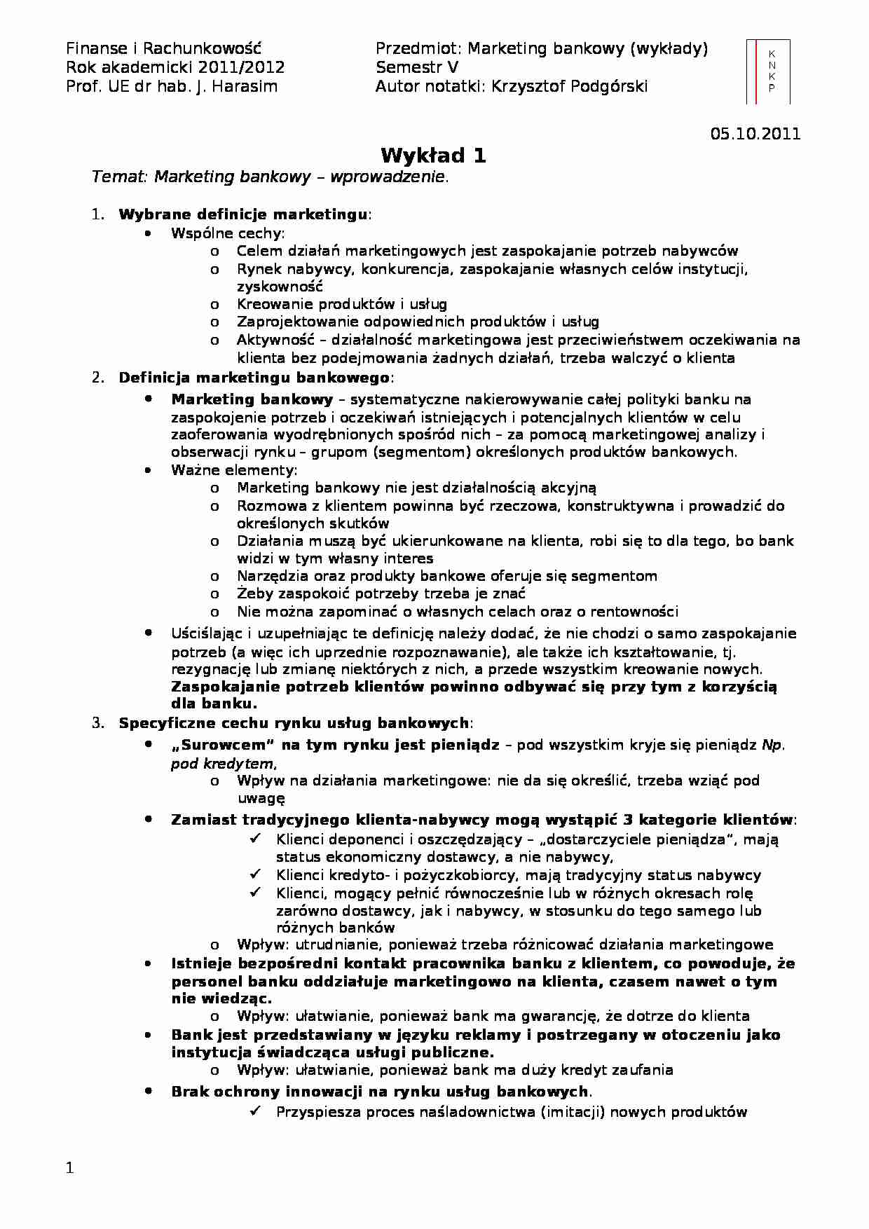Marketing bankowy - wprowadzenie - strategia działania banku - strona 1