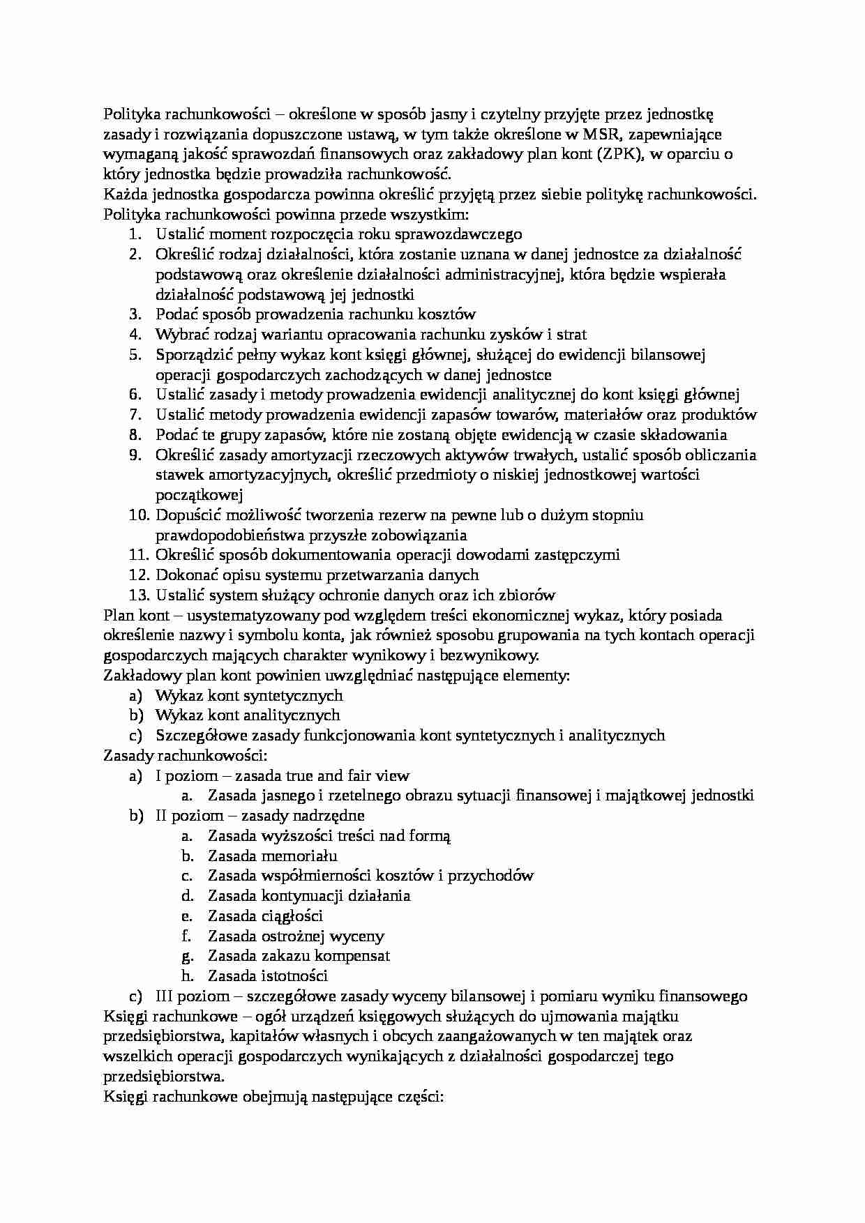Polityka rachunkowowści - strona 1