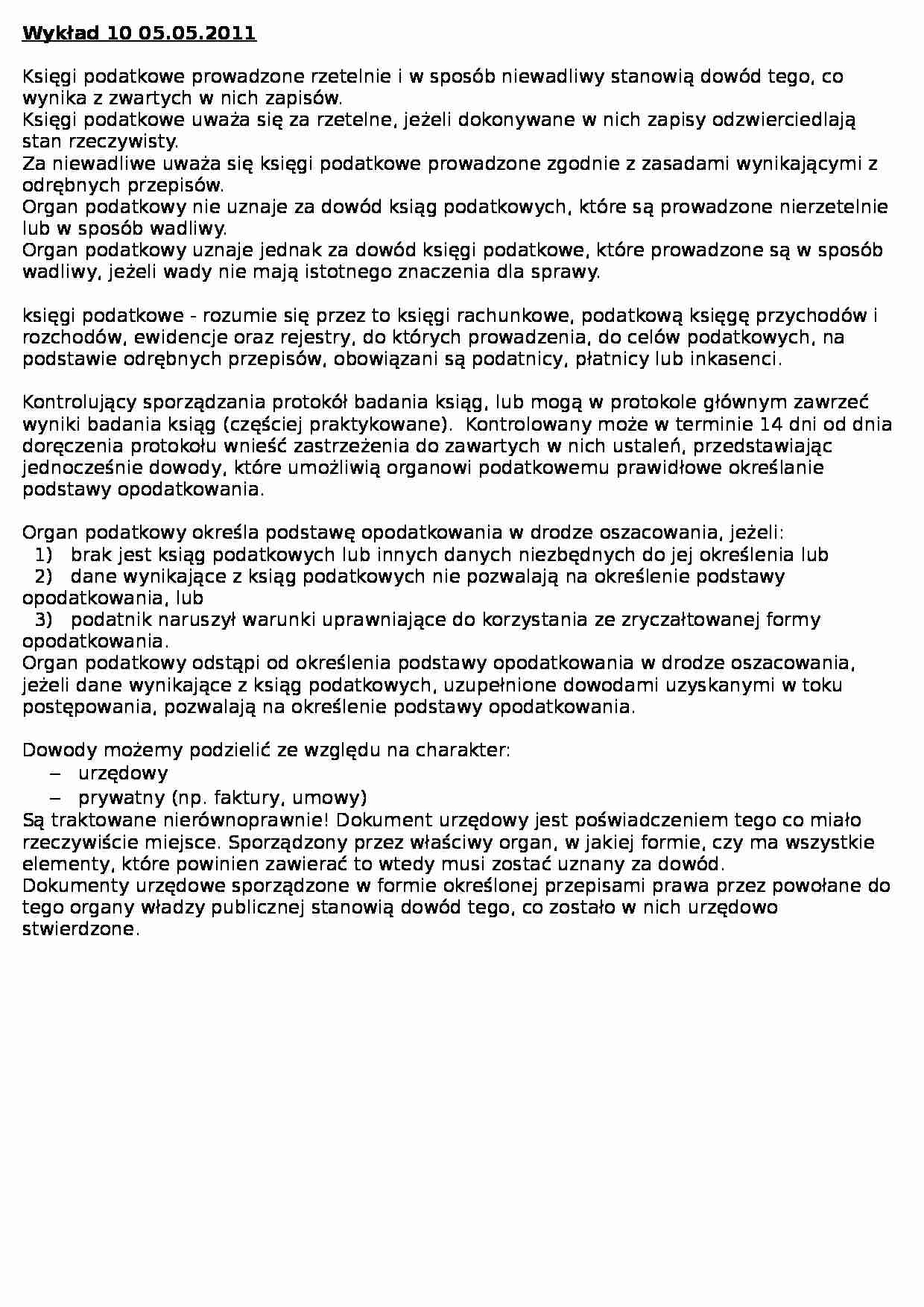 Księgi podatkowe jako dowód - wykład - strona 1