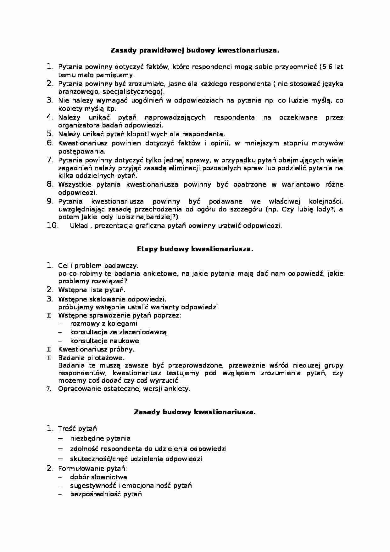 Zasady budowy kwestionariusza - strona 1