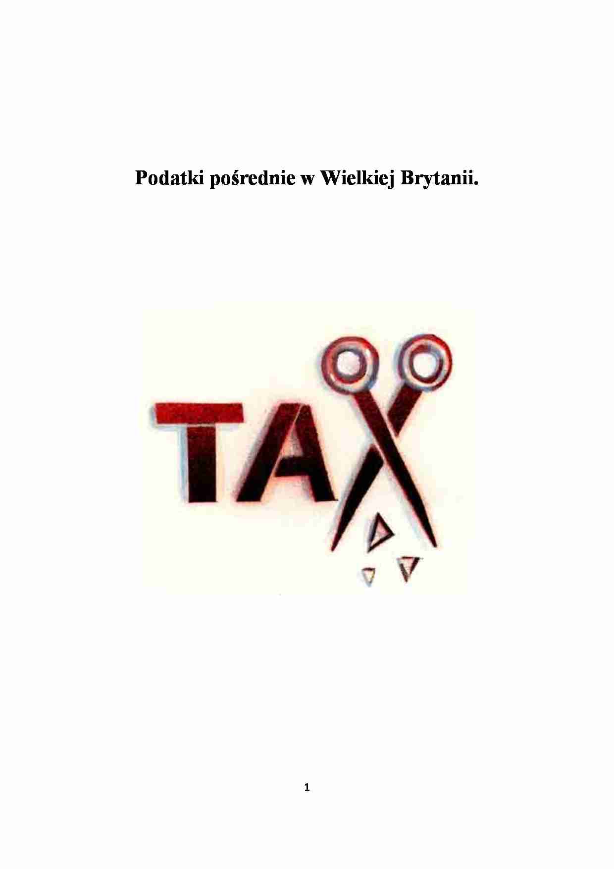 Podatki pośrednie w Wielkiej Brytanii - strona 1