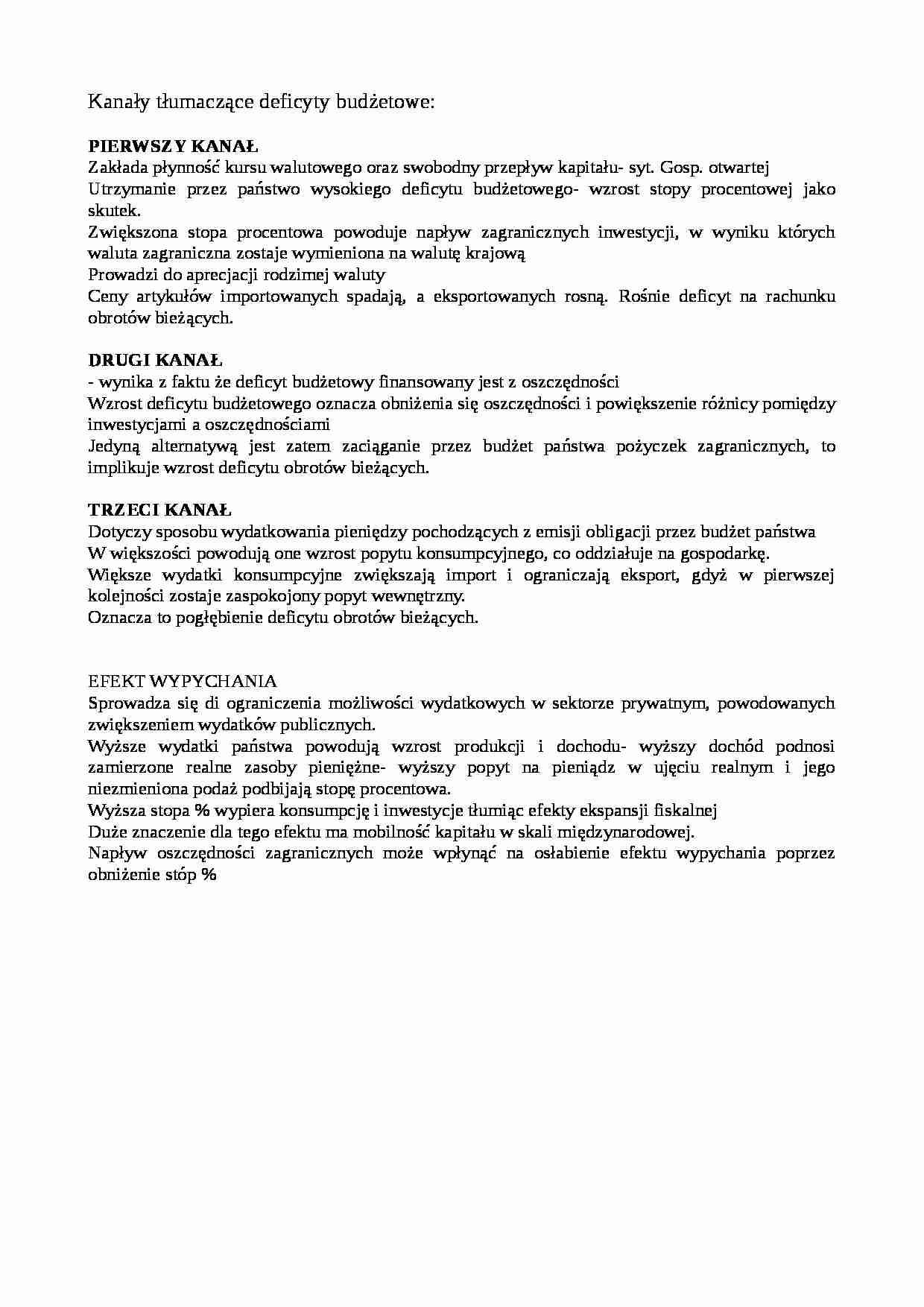 Kanały tłumaczące deficyty budżetowe - strona 1