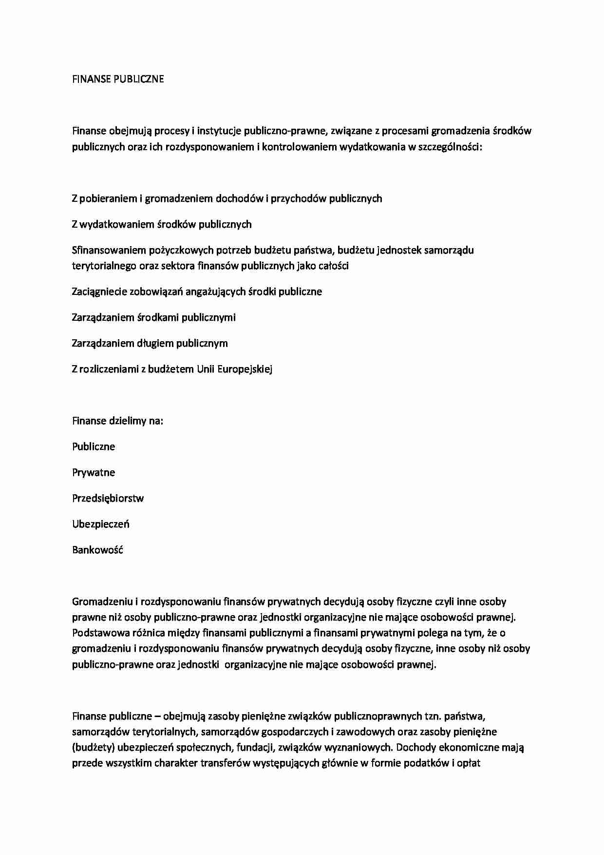 Finanse publiczne - Podstawy prawne finansów publicznych  - strona 1