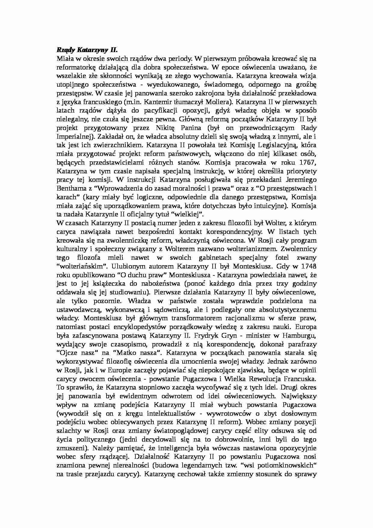 WYKŁAD Kultura w czasach rządów Katarzyny II - strona 1