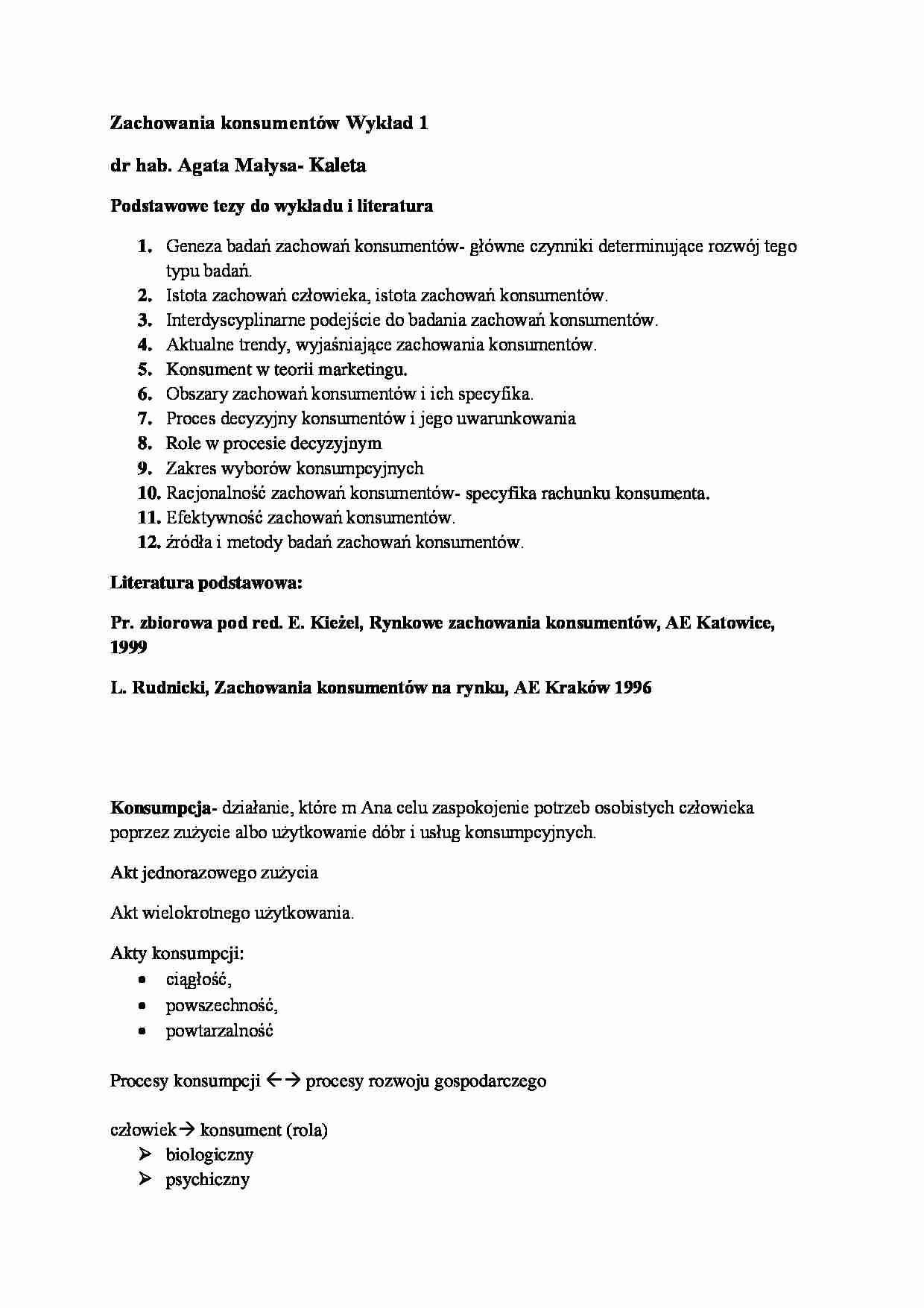 Geneza badań zachowań konsumentów - wykład - strona 1