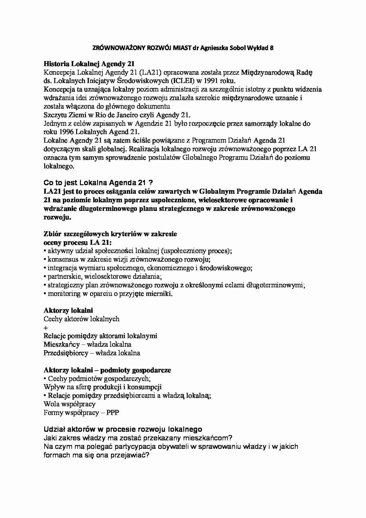 Historia Lokalnej Agendy 21 - wykład - strona 1