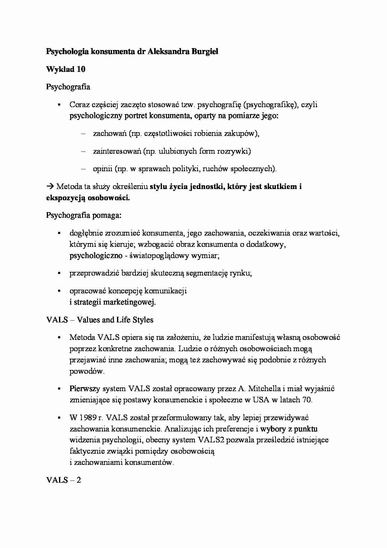 Psychografia -  wykład - strona 1