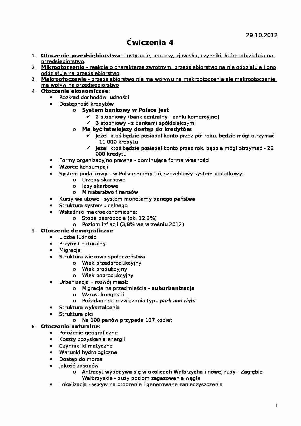 Otoczenie przedsiębiorstwa - ćwiczenia - strona 1