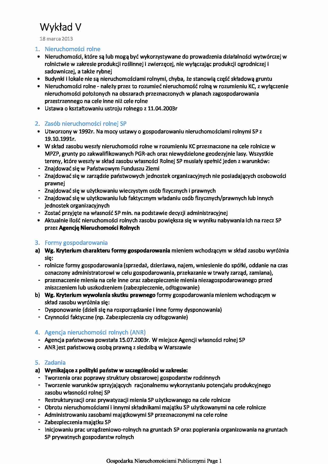 Nieruchomości rolne - wykład - strona 1