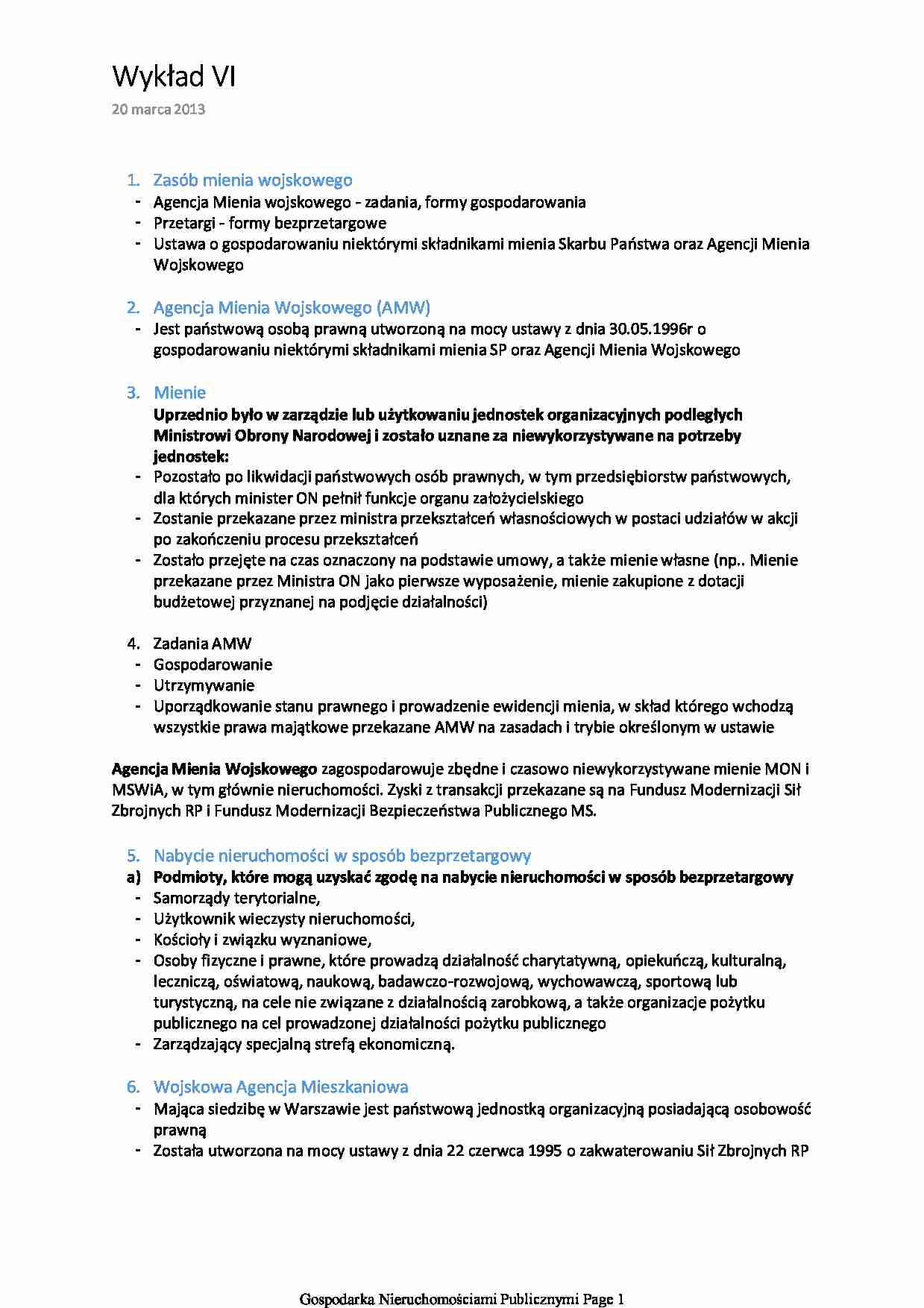 Zasób mienia wojskowego - wykład - strona 1