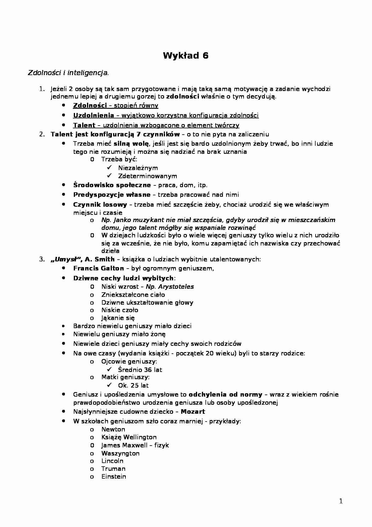 Zdolności i inteligencja - wykład - strona 1