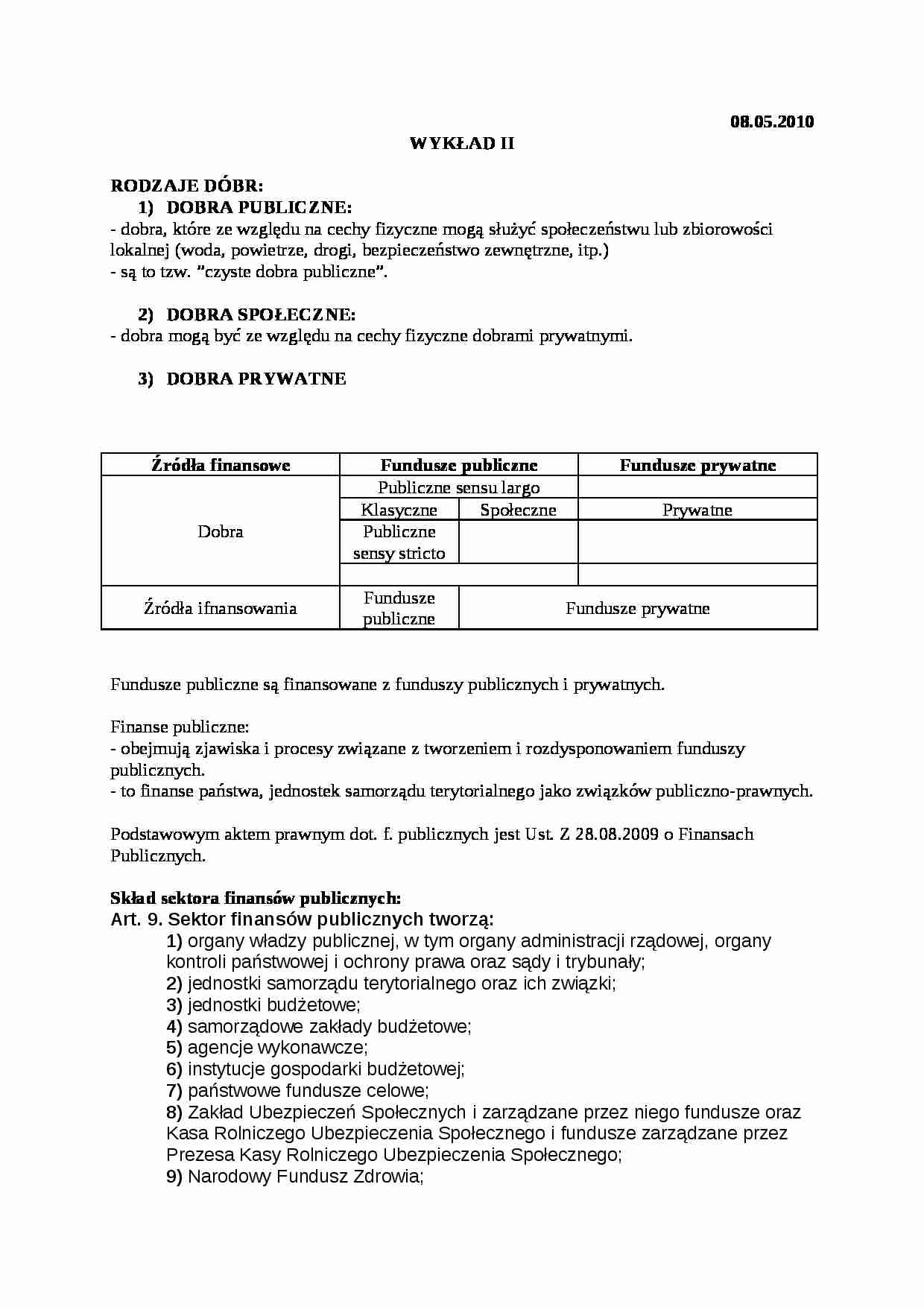 Wykład - rodzaje dóbr - strona 1