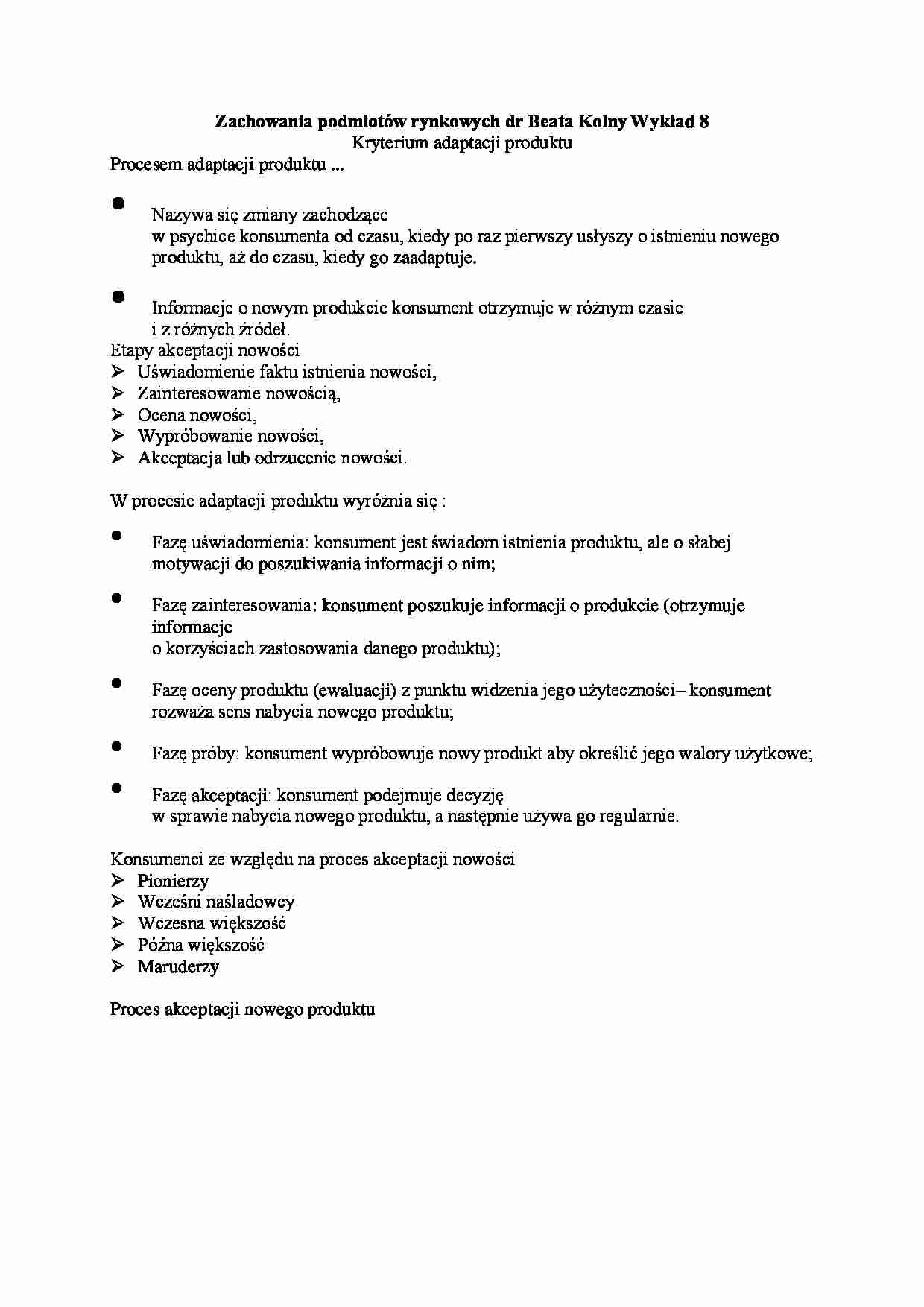 Kryterium adaptacji produktu - wykład - strona 1