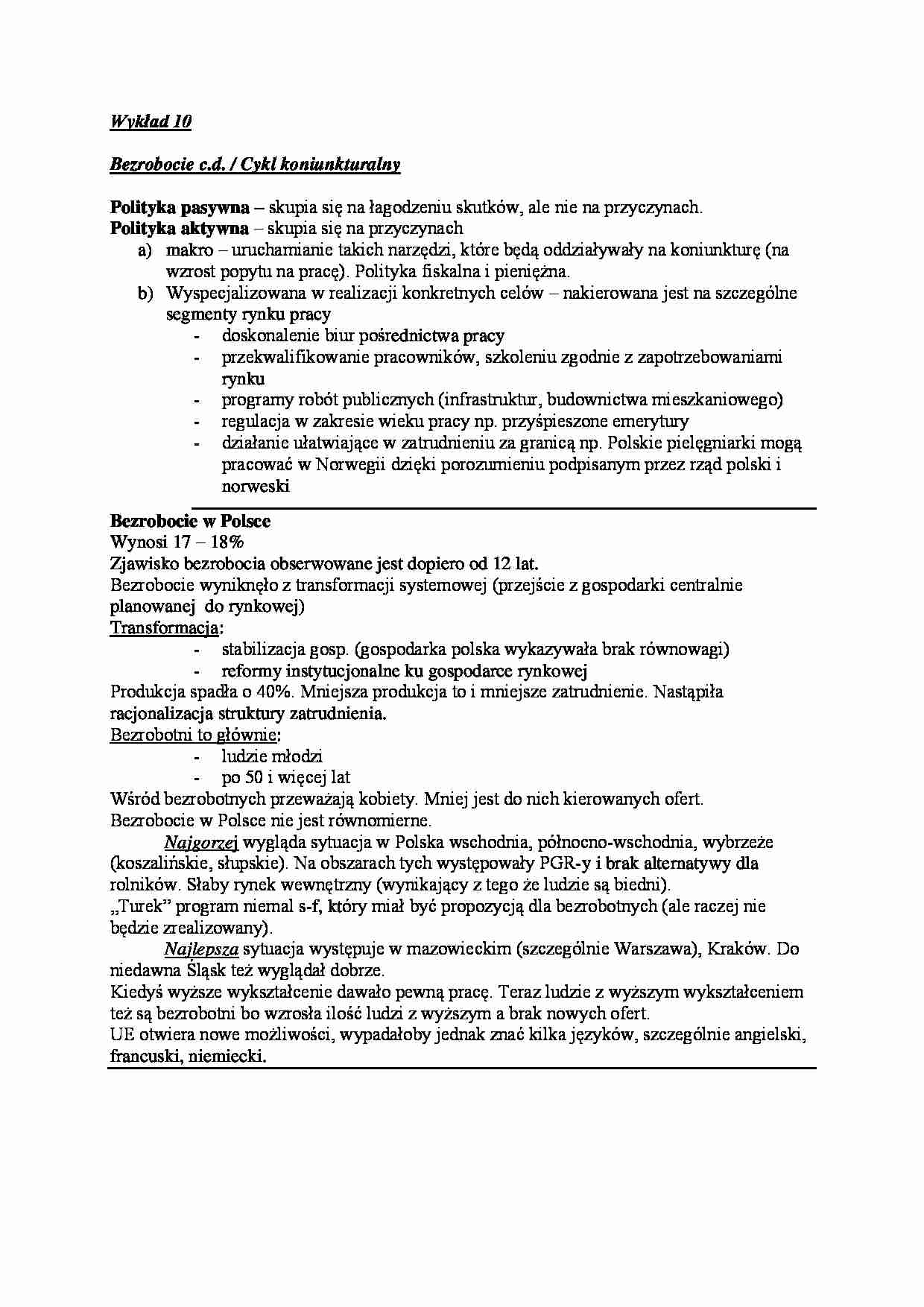 Wykład - bezrobocie - strona 1