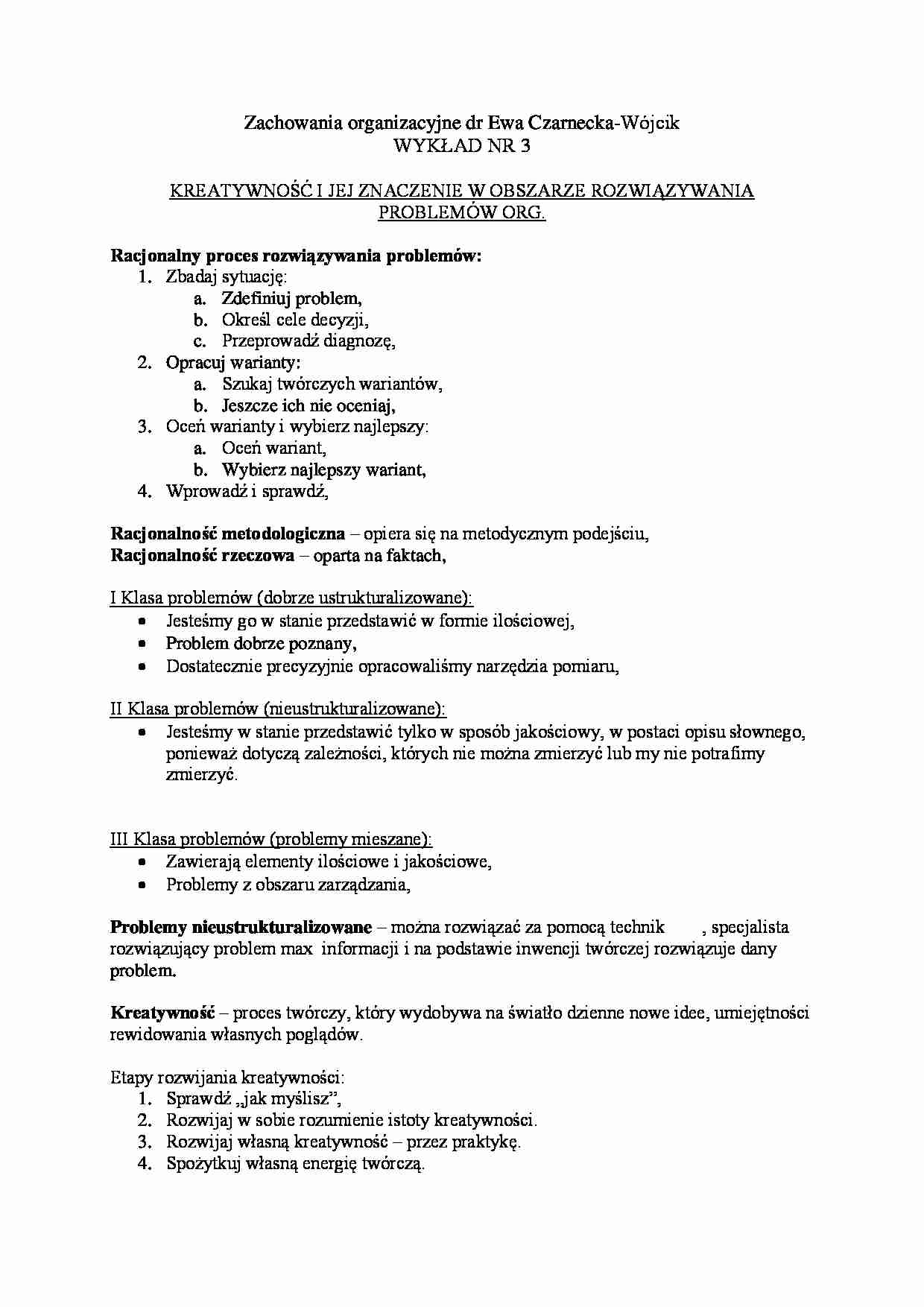 Wykład - Zachowania organizacyjne - strona 1