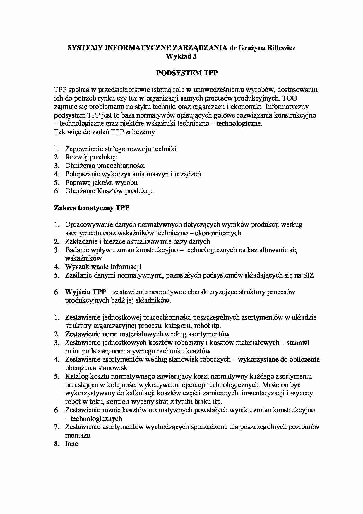 Wykład - podsystem TPP - strona 1